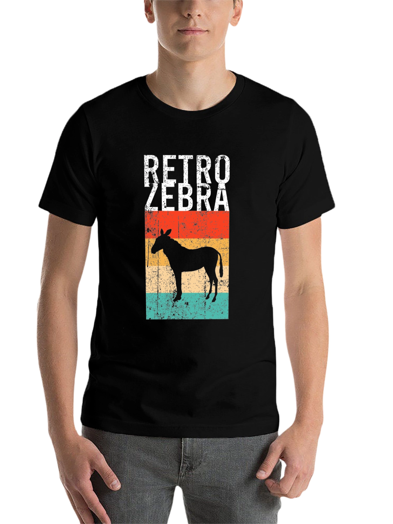Black Retro Zebra Graphic Tee - Vintage Style view 7