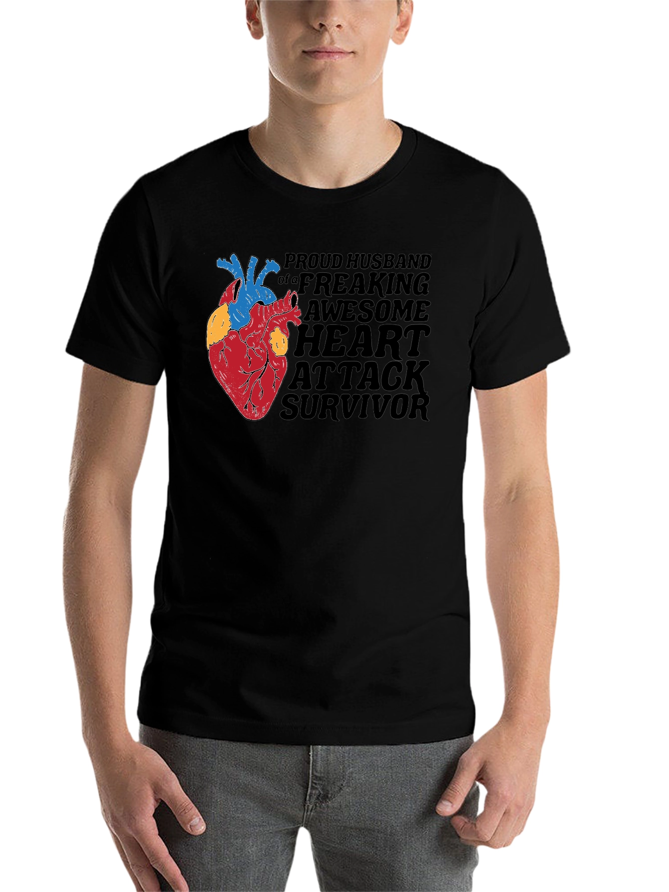 Proud Husband Heart Attack Survivor Graphic Tee - 7