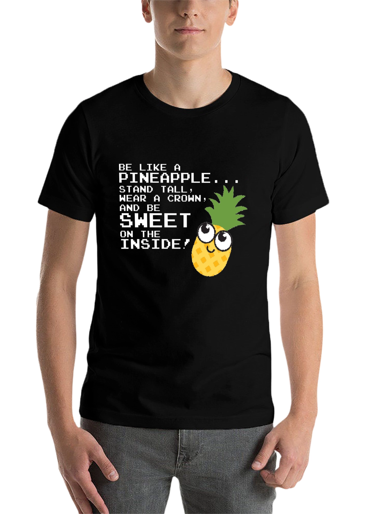 Black Be Like a Pineapple Funny Graphic T-Shirt view 7