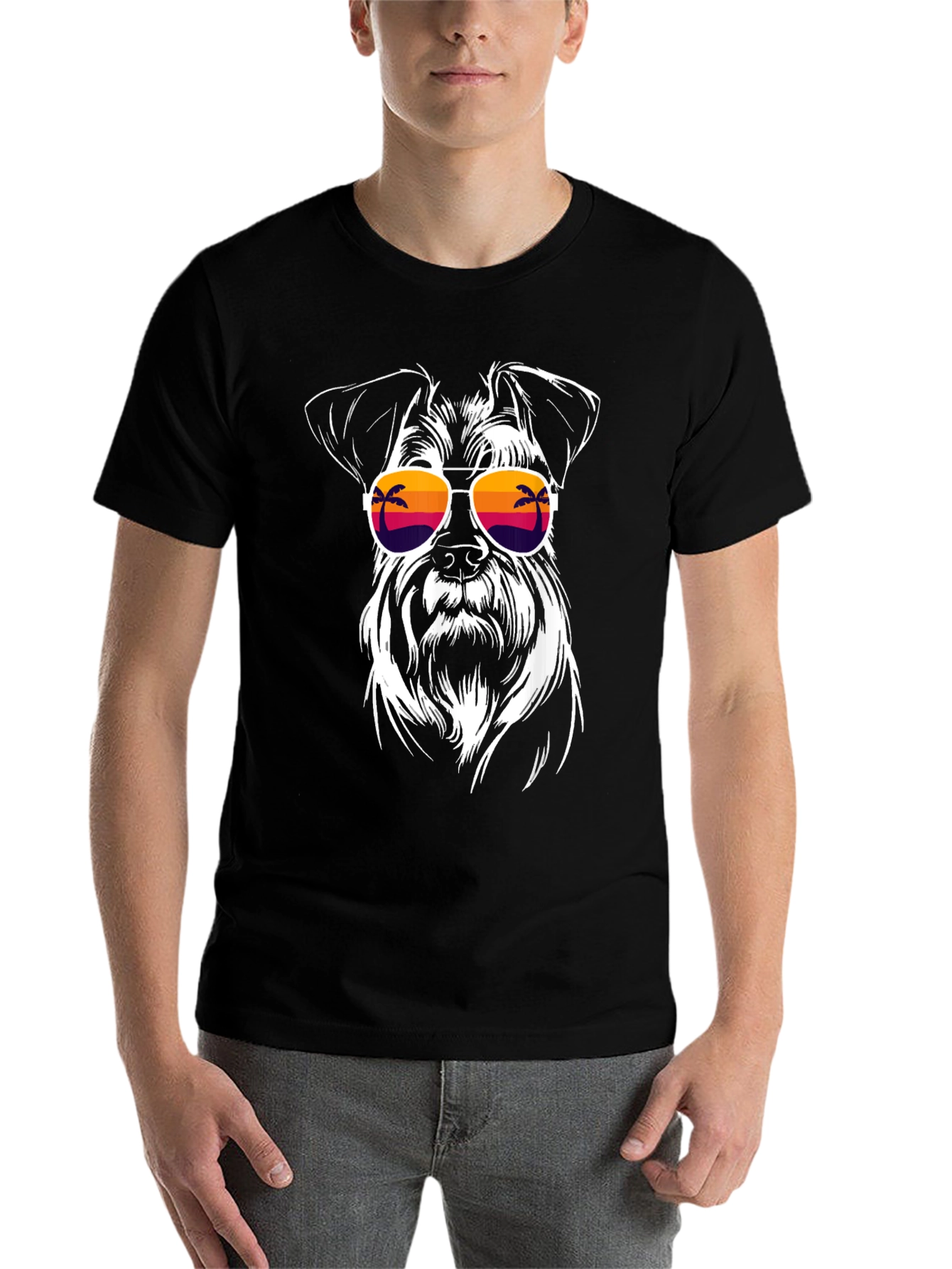 Black Cool Dog with Sunglasses Black T-Shirt view 7