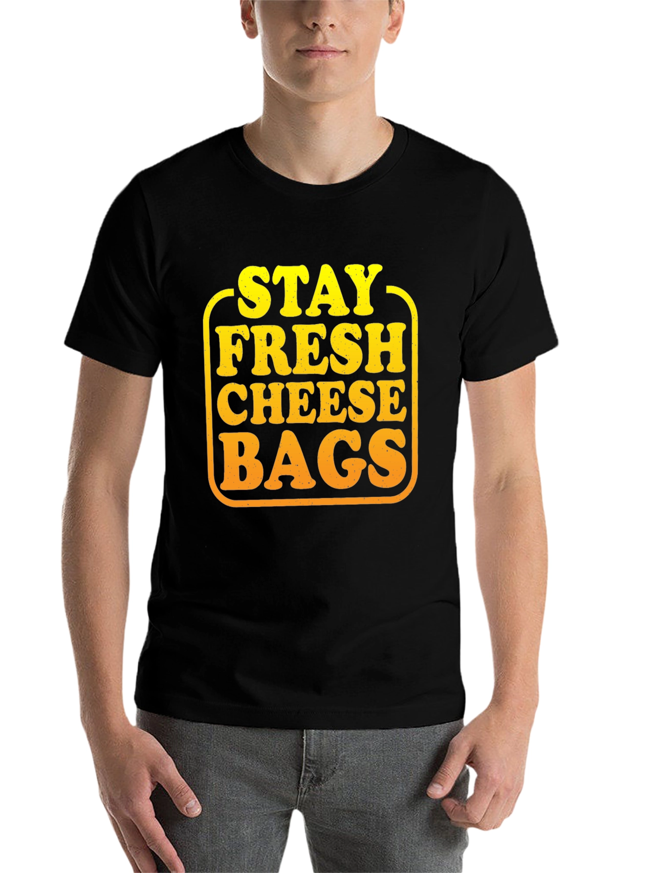 Black Stay Fresh Cheese Bags Graphic T-Shirt view 7