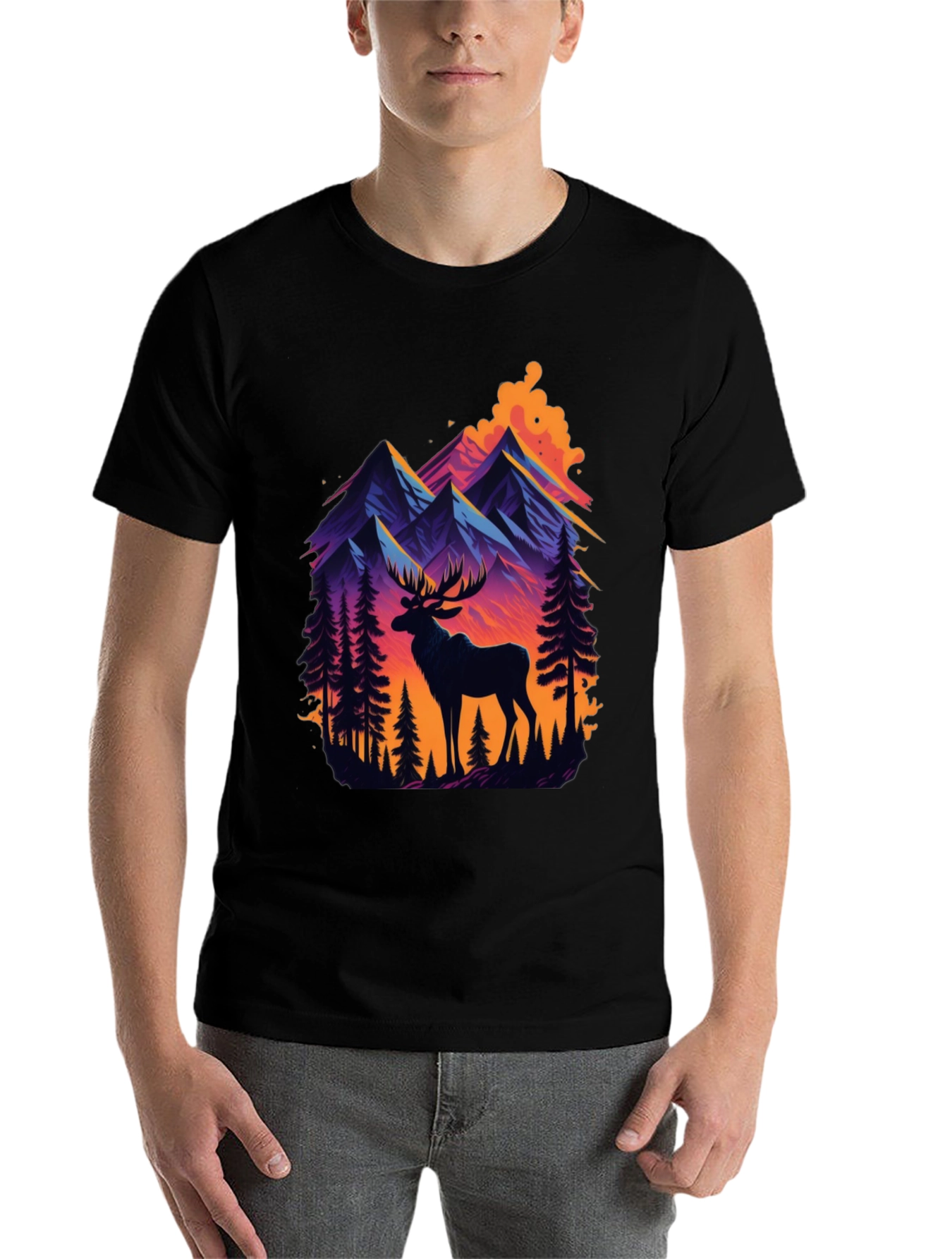 Black Mountain Moose Graphic Tee - Nature Inspired Style view 7