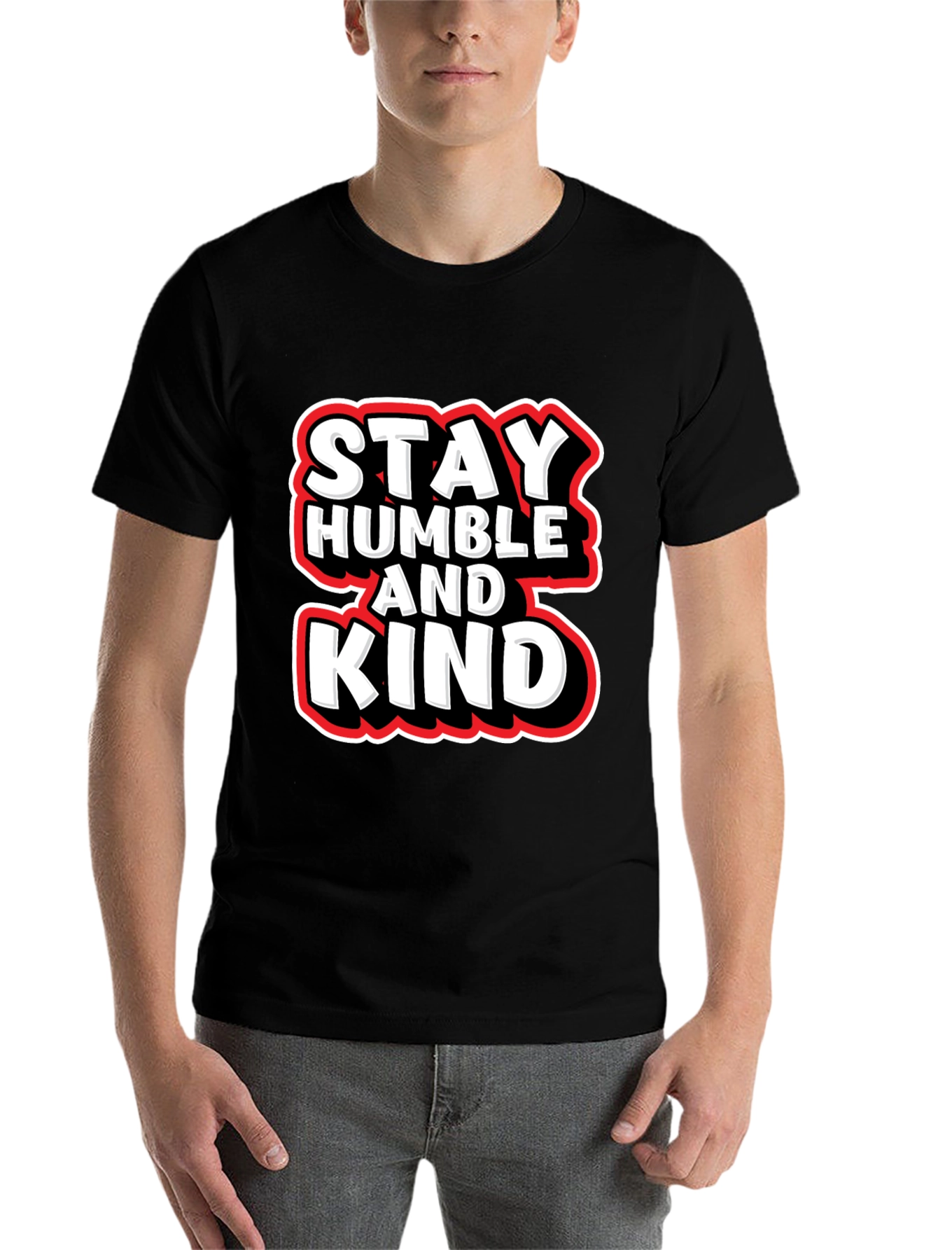 Black Stay Humble & Kind Graphic Tee - Casual Black T-Shirt view 7