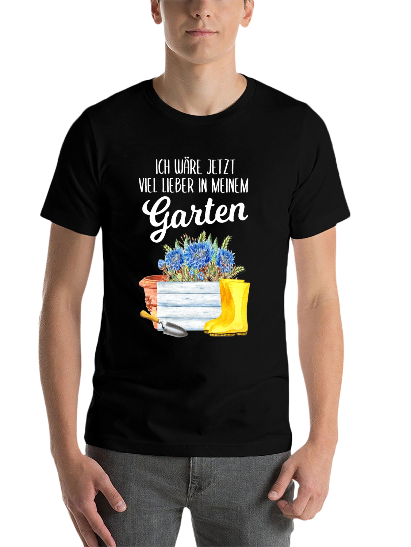 Black Gardening Enthusiast T-Shirt - "I'd Rather Be In My Garden" view 7