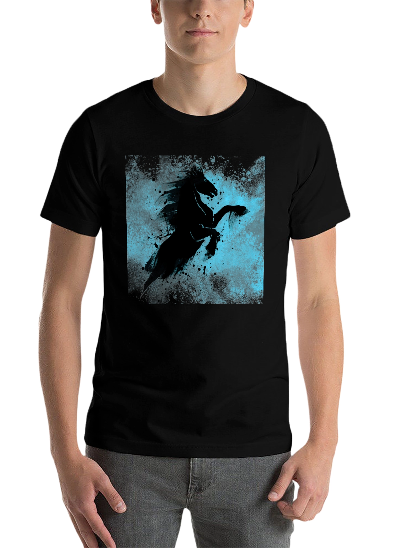 Black Black Horse Graphic Tee - Unique Style view 7