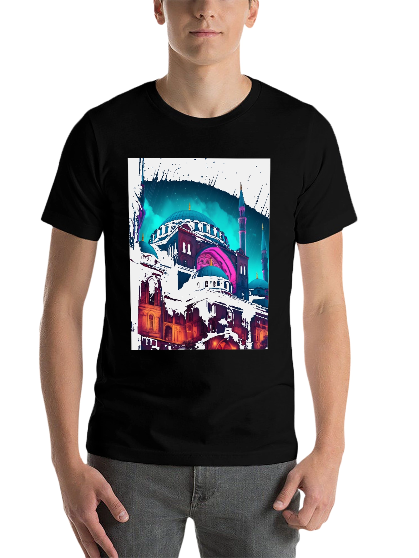 Black Mosque Graphic Tee - Urban Style T-Shirt view 7