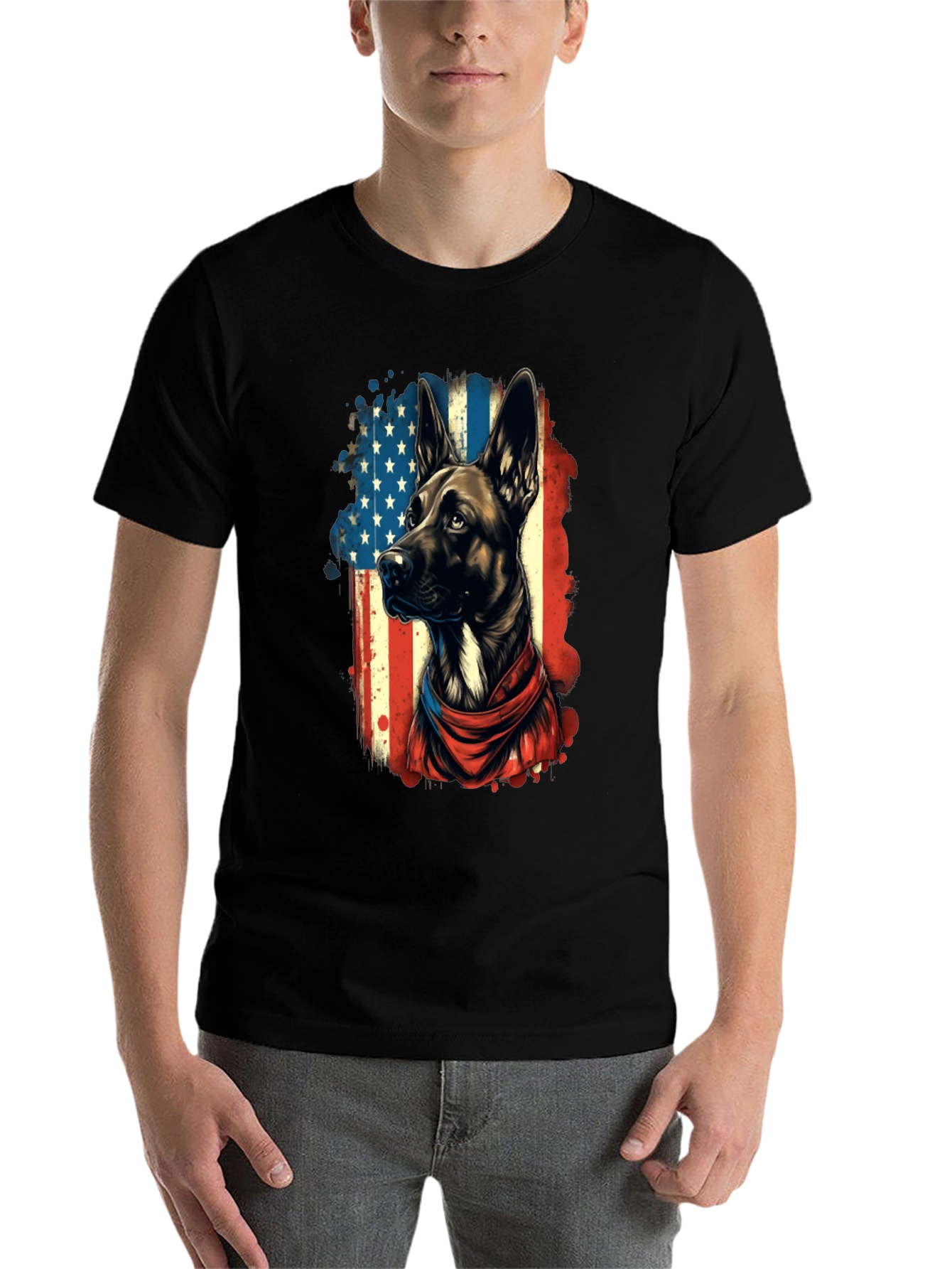 Black Patriotic Dog T-Shirt view 7