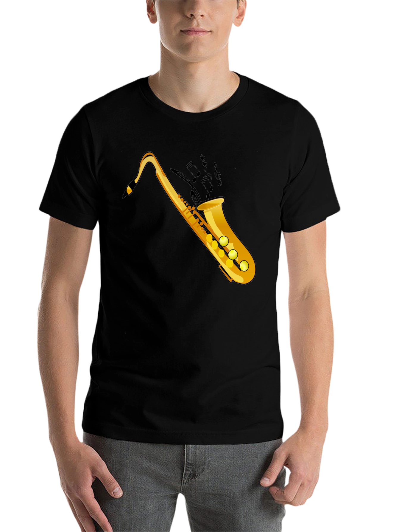 Black Saxophone Graphic T-Shirt - Musical Instrument Tee view 7