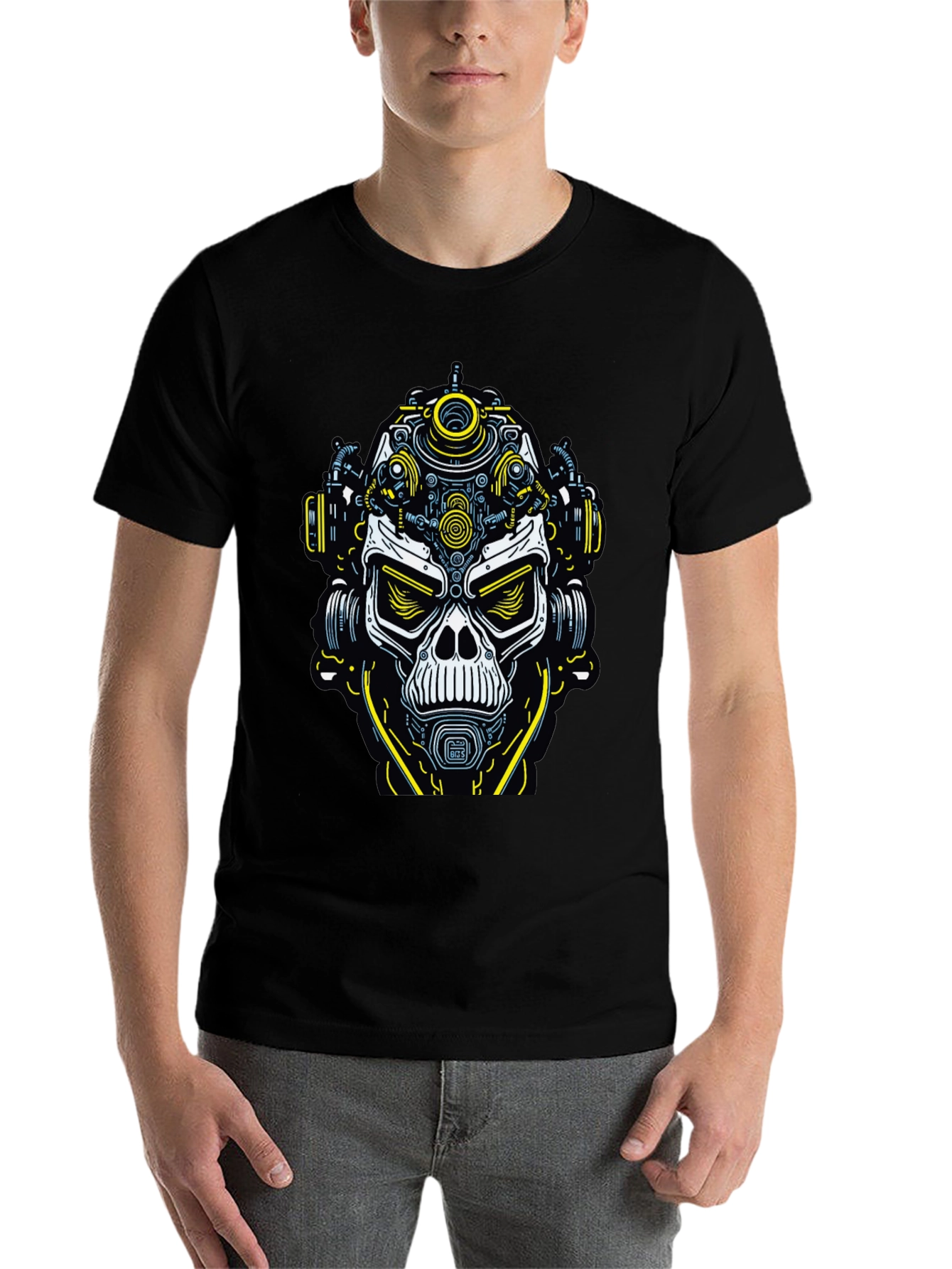 Black Steampunk Skull T-Shirt - Unique Graphic Tee for Men view 7
