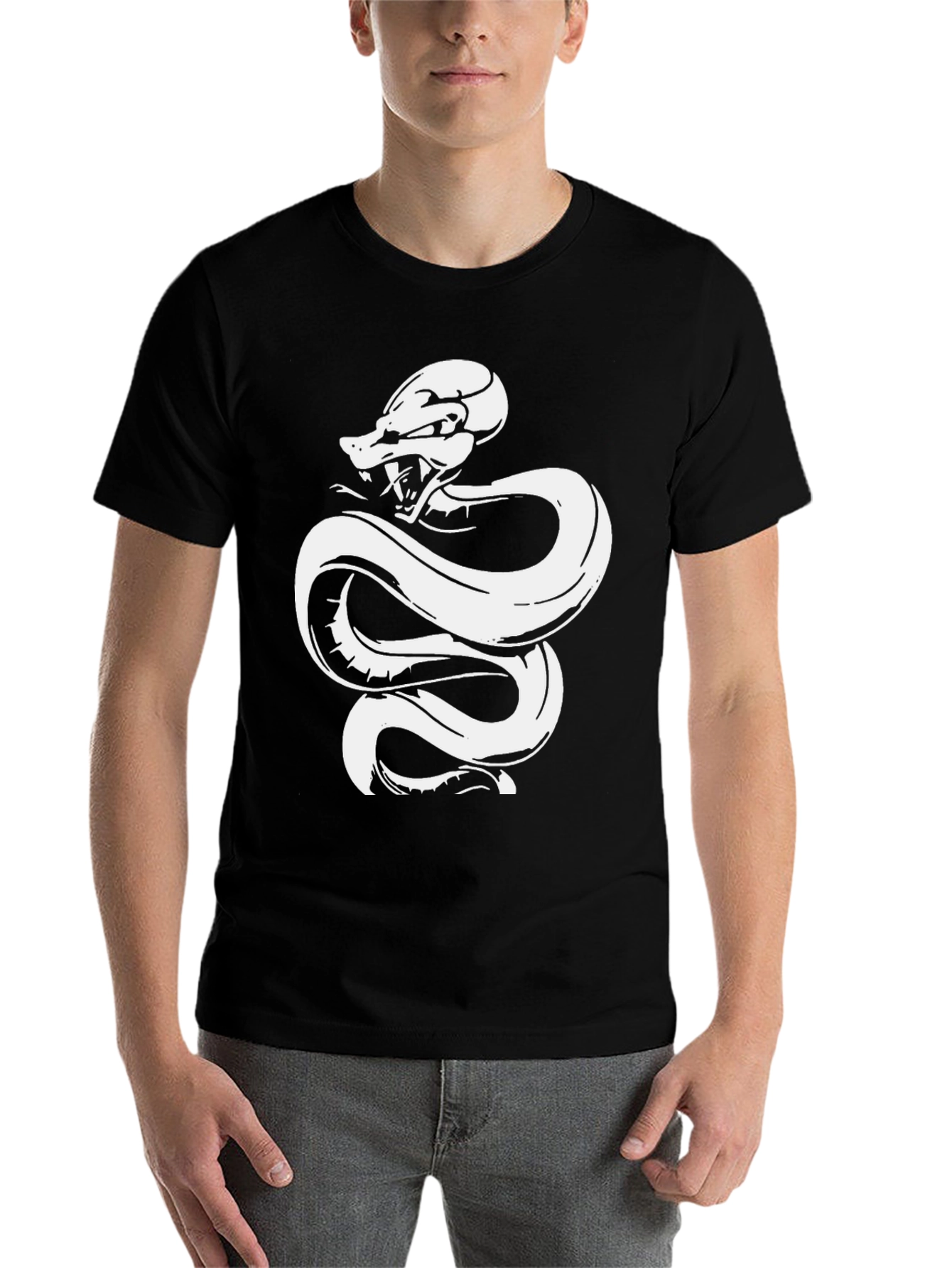 Black Black Tee with White Snake Graphic view 7