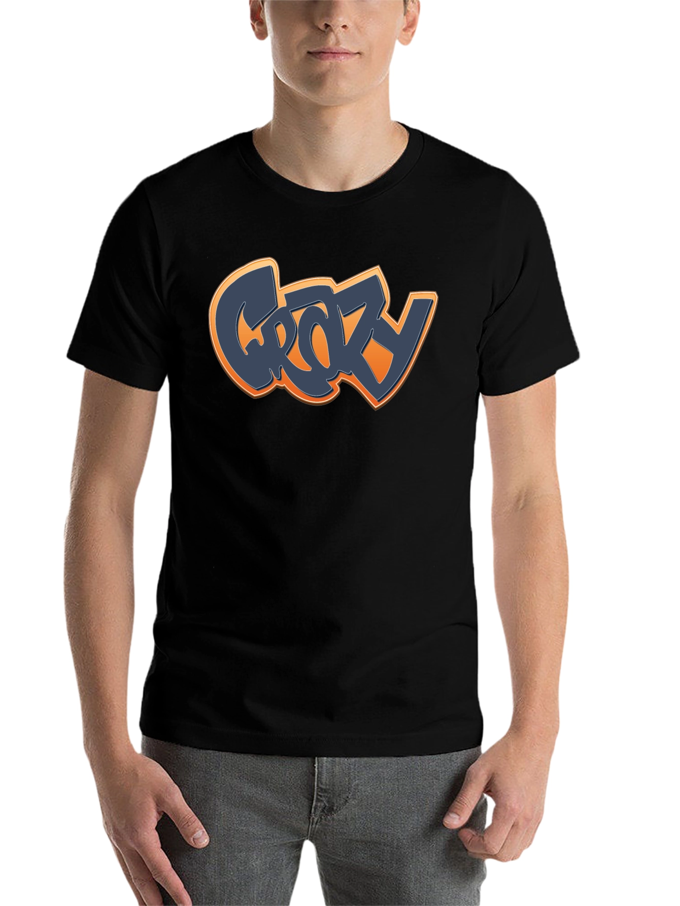 Black Crazy Graphic T-Shirt - Black Crew Neck Tee view 7