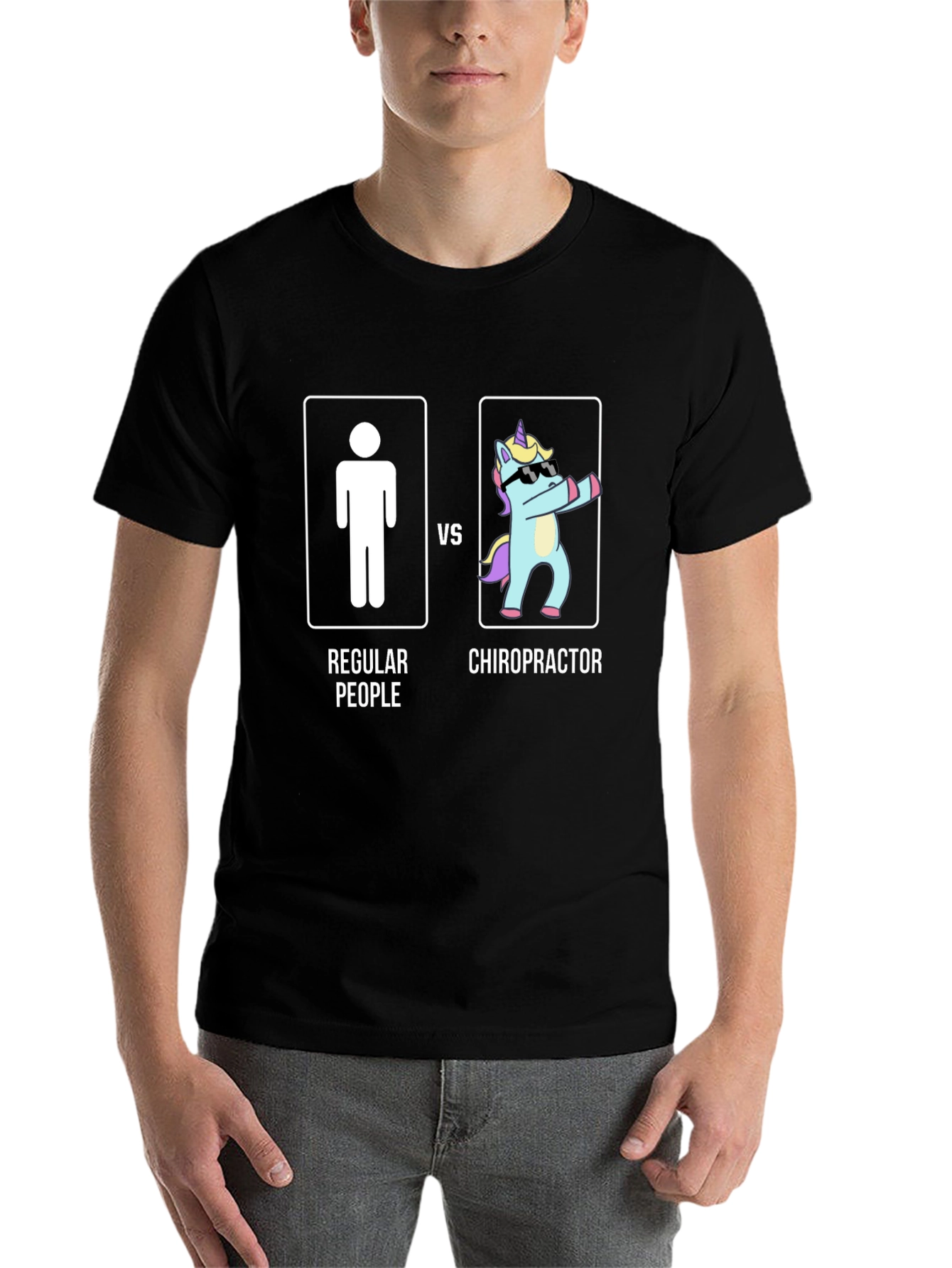 Black Chiropractor vs Regular People T-Shirt - Funny Graphic Tee view 7