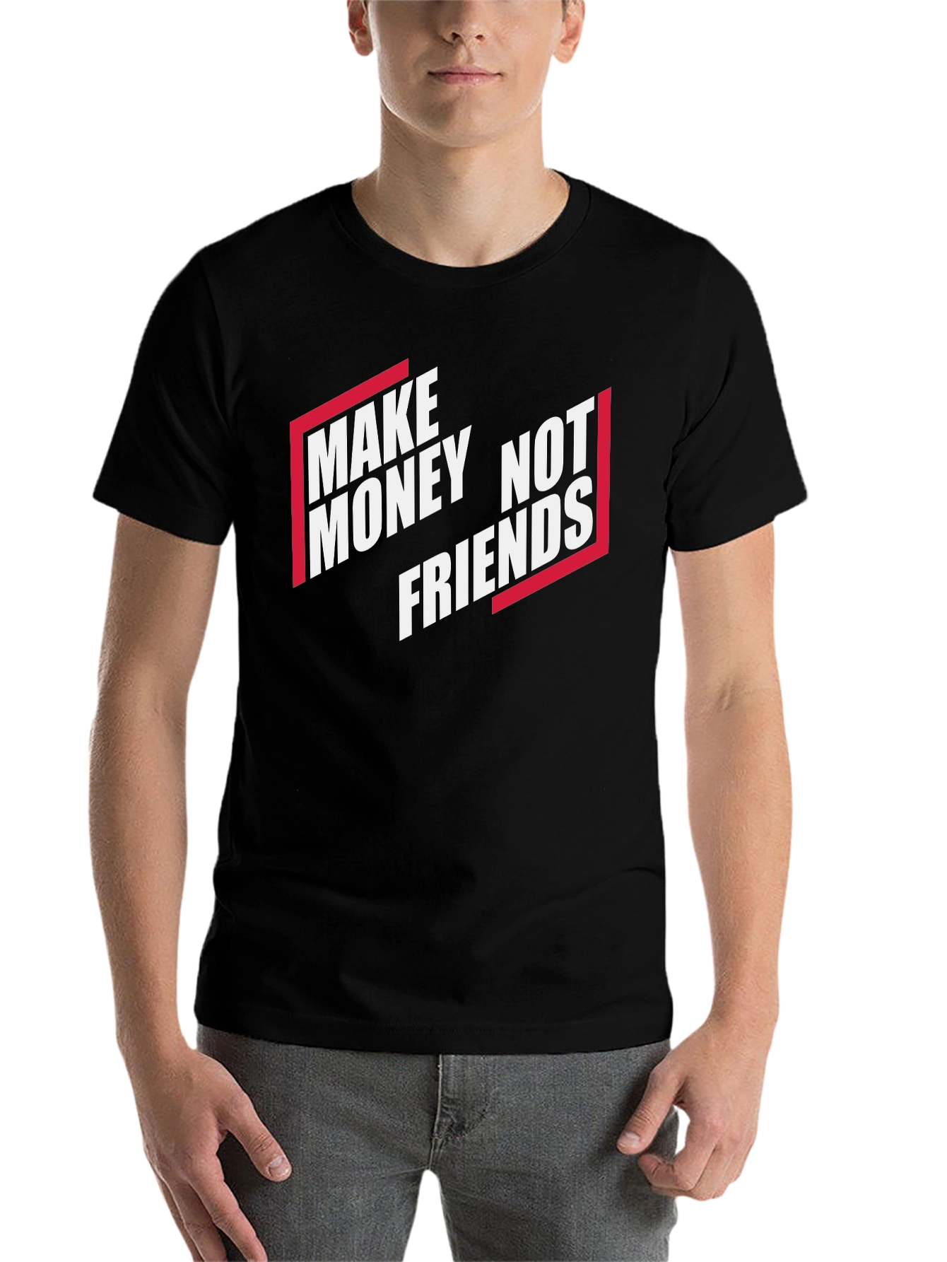 Black Make Money Not Friends Graphic T-Shirt view 7