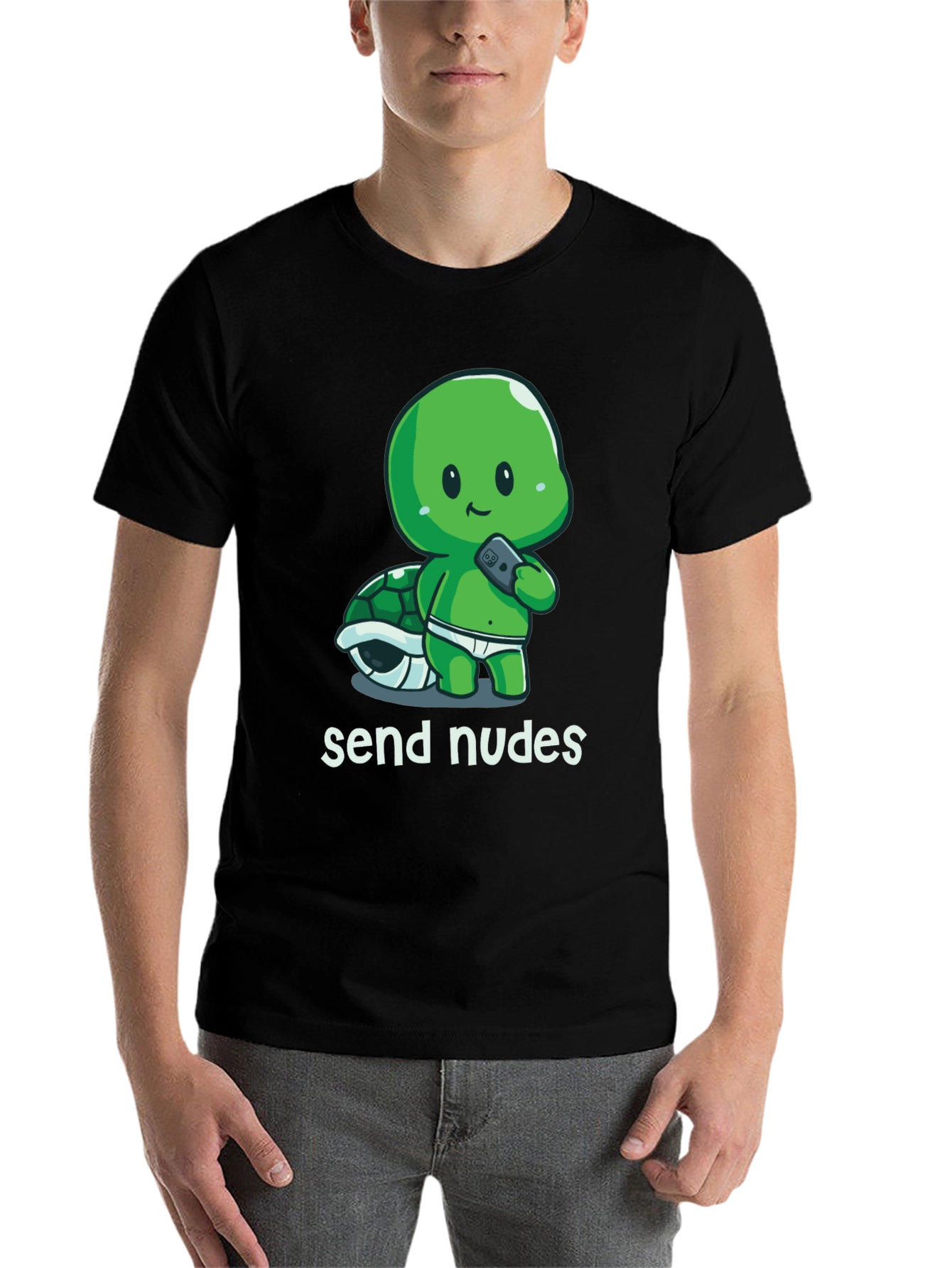Black Send Nudes Turtle T-Shirt - Funny Graphic Tee view 7