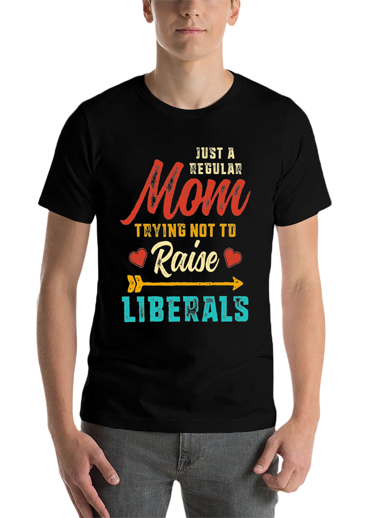 Black Mom Trying Not to Raise Liberals Graphic T-Shirt view 7