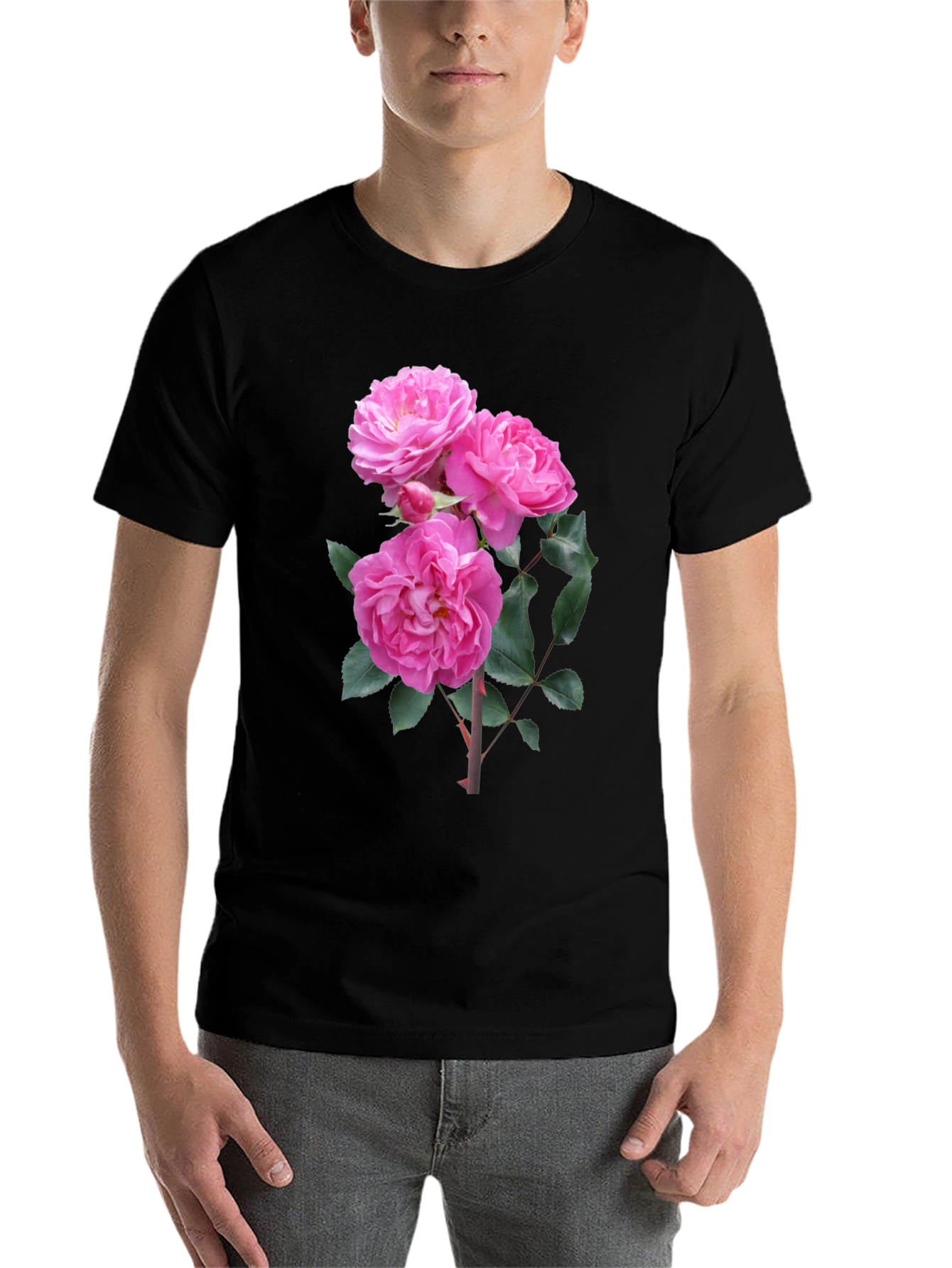 Black Floral Print Black T-Shirt view 7