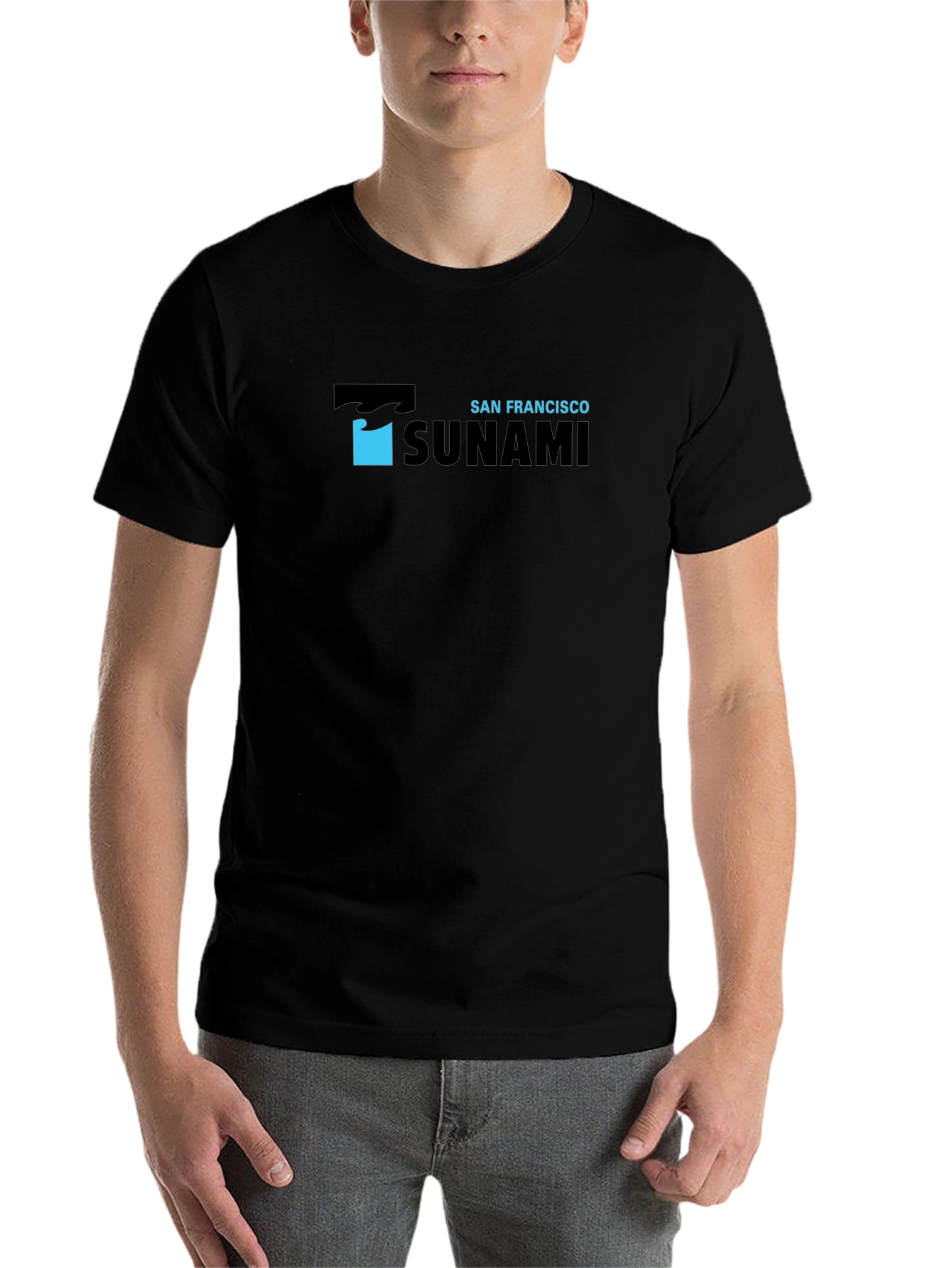 Black San Francisco Tsunami Graphic Print Black T-Shirt view 7
