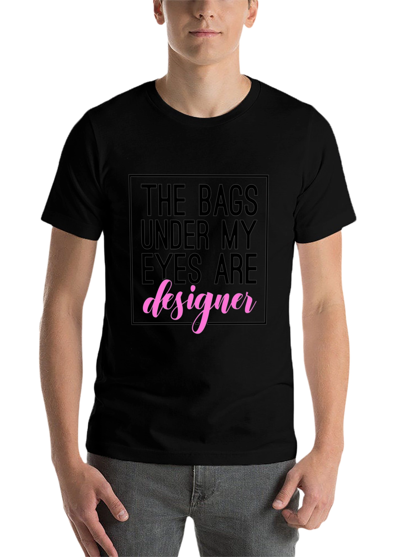 Black Designer Bags Under My Eyes T-Shirt view 7