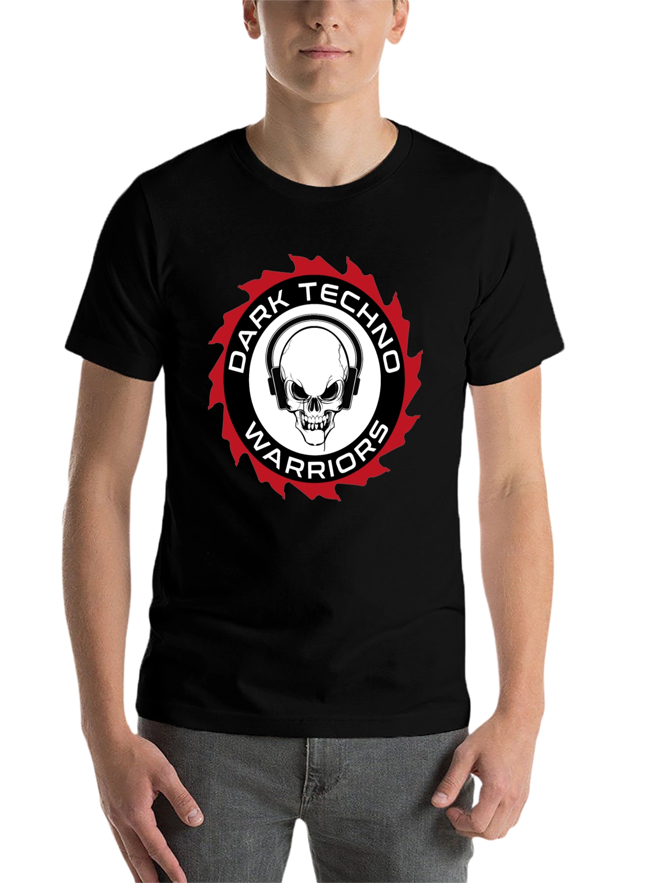 Black Dark Techno Warriors Graphic Tee view 7