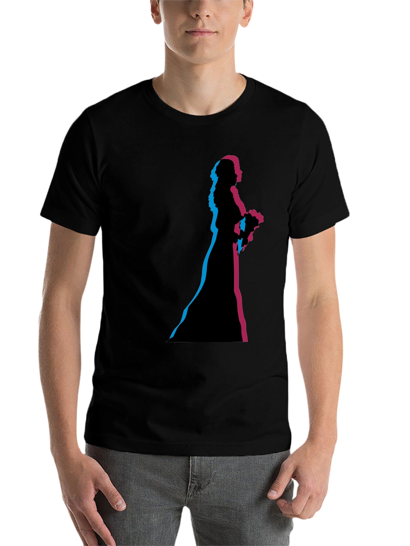 Black Bride Silhouette Graphic Black T-Shirt view 7
