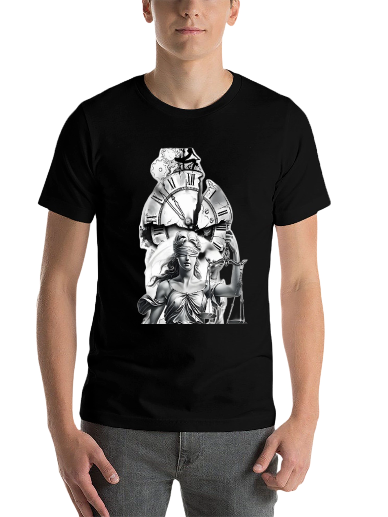 Black Justice & Time Graphic Tee - Unisex view 7