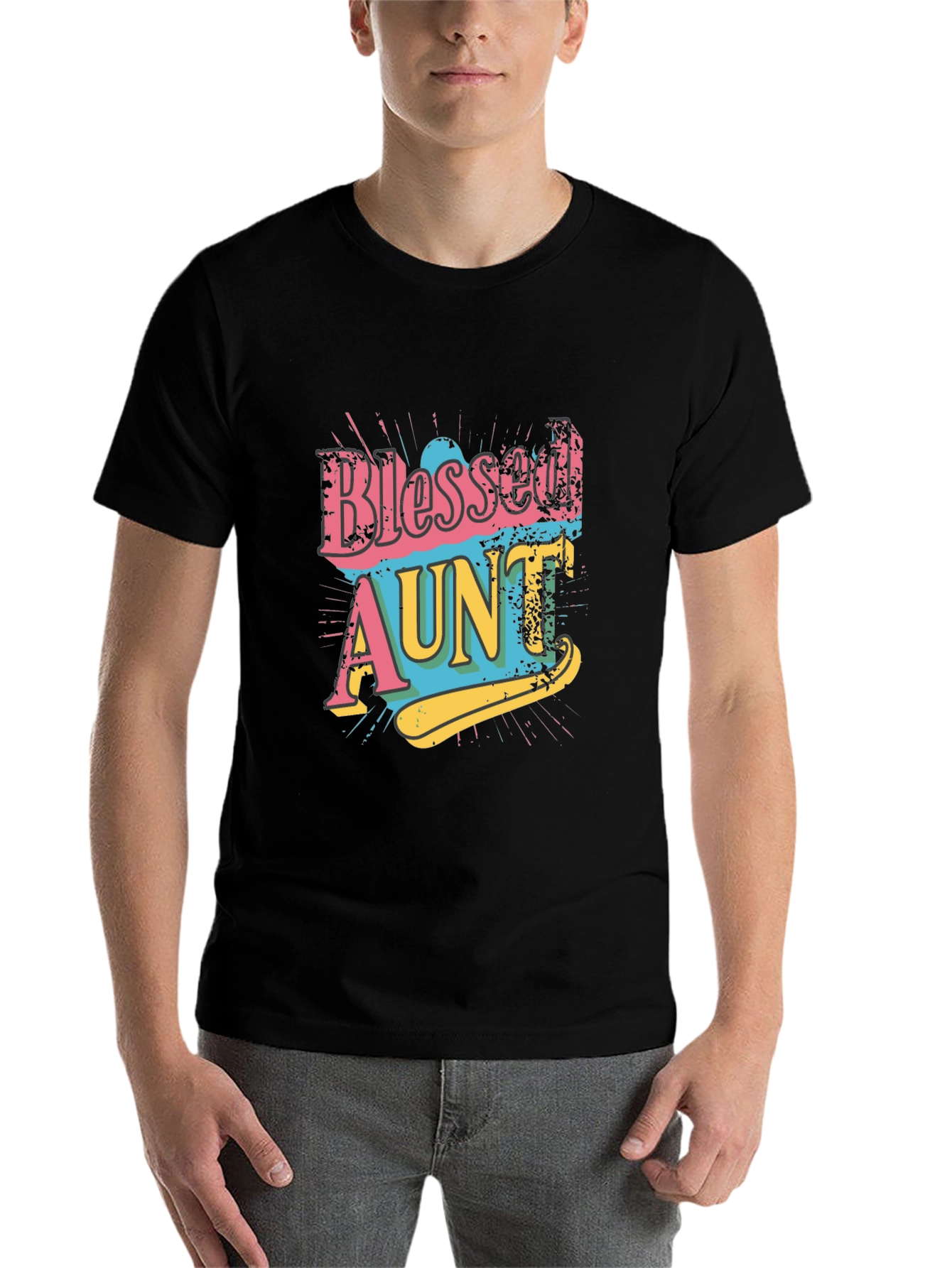 Black Blessed Aunt Graphic Tee - Trendy Family Apparel view 7