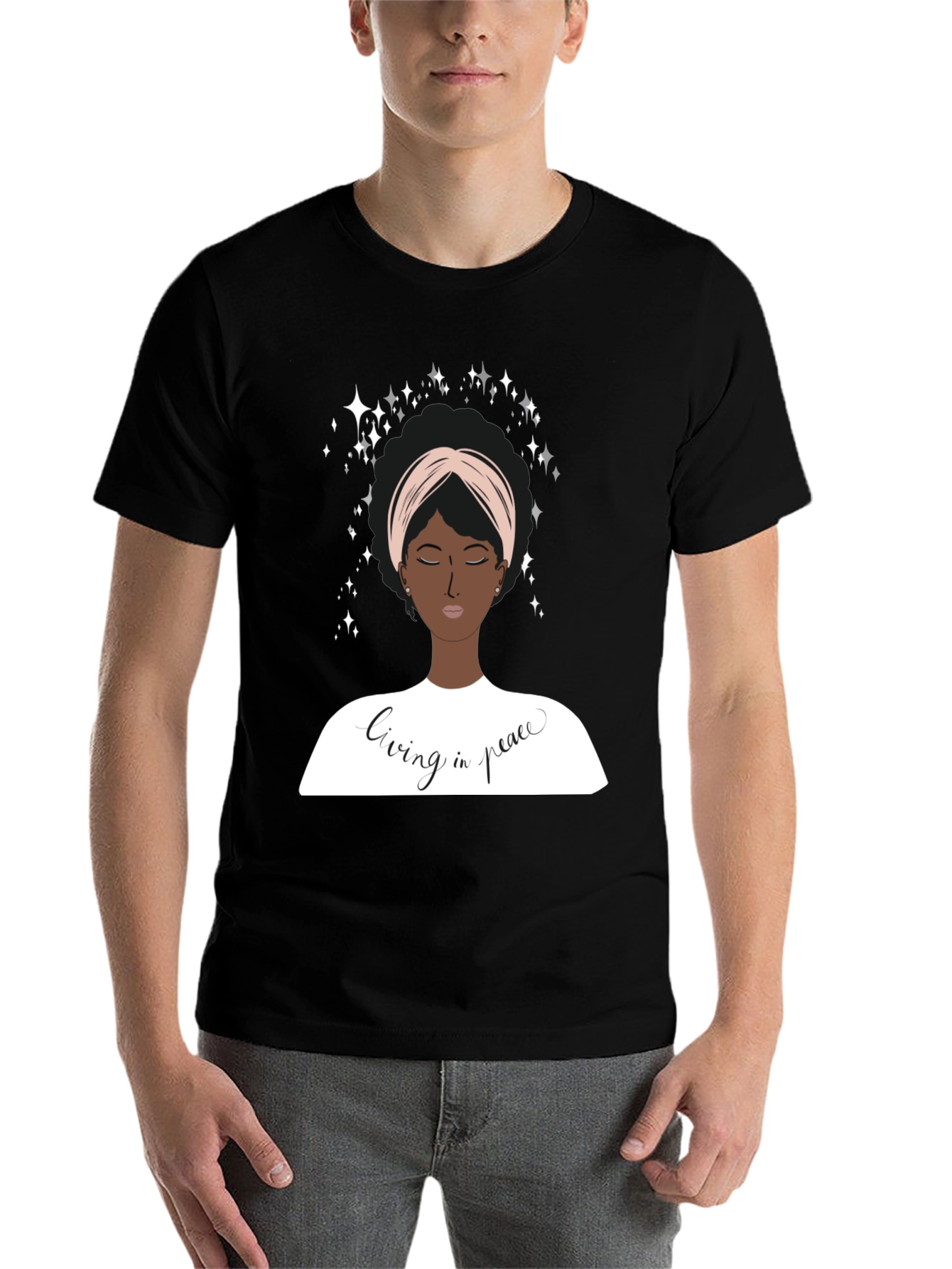 Black Living In Peace Graphic T-Shirt view 7
