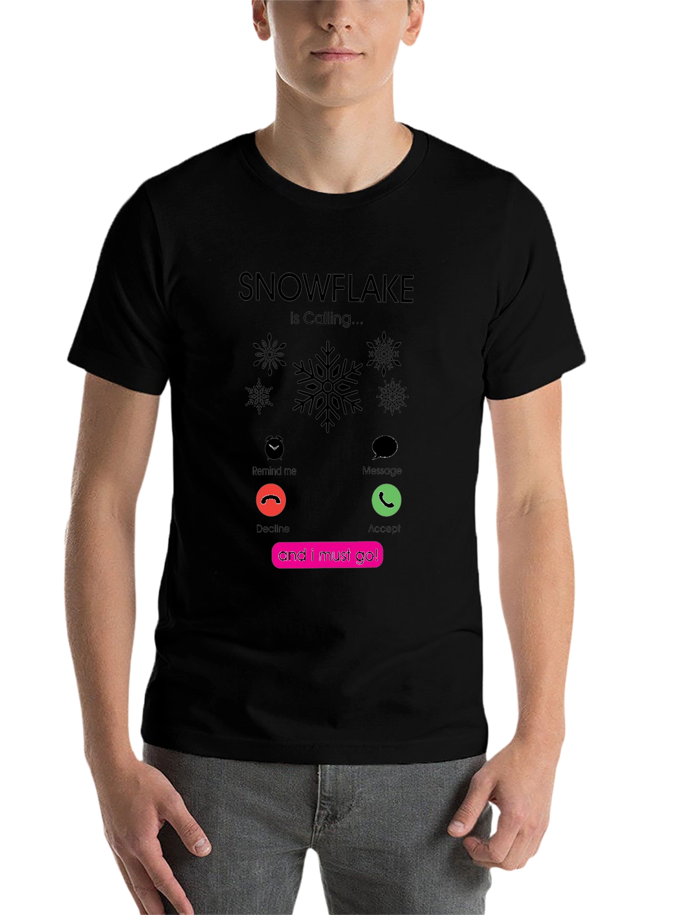 Black Snowflake Is Calling T-Shirt - Trendy Graphic Tee view 7