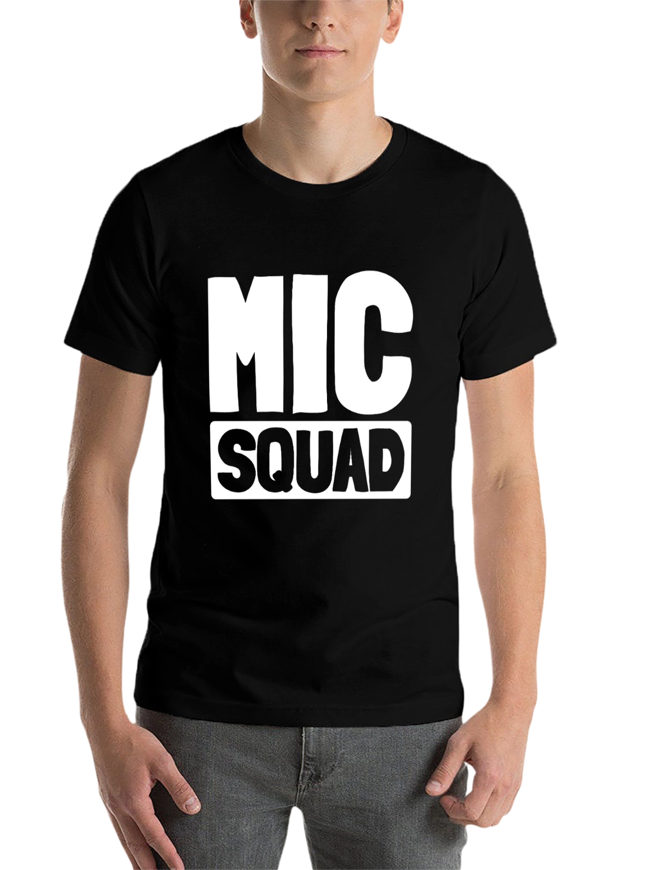 Black MIC Squad Graphic Tee - Bold Statement T-Shirt view 7