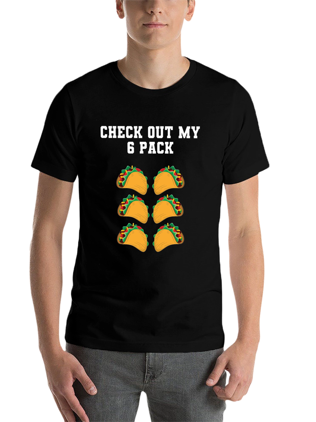 Black Funny Taco Six Pack T-Shirt view 7