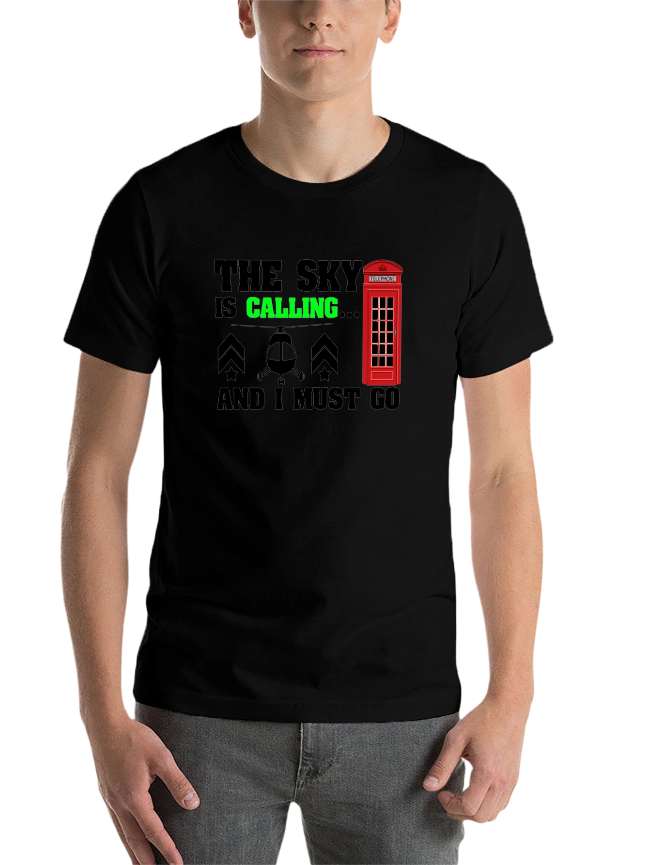 Black The Sky is Calling T-Shirt view 7