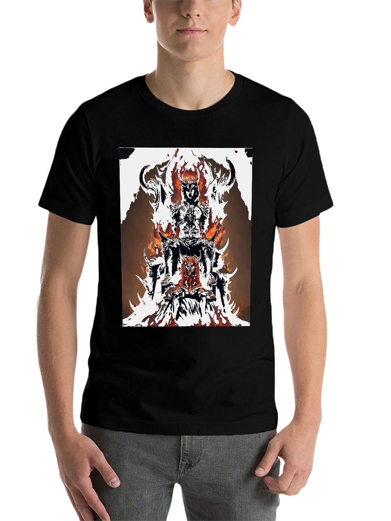 Black Fiery Throne Graphic Tee - Black Cotton Blend view 7