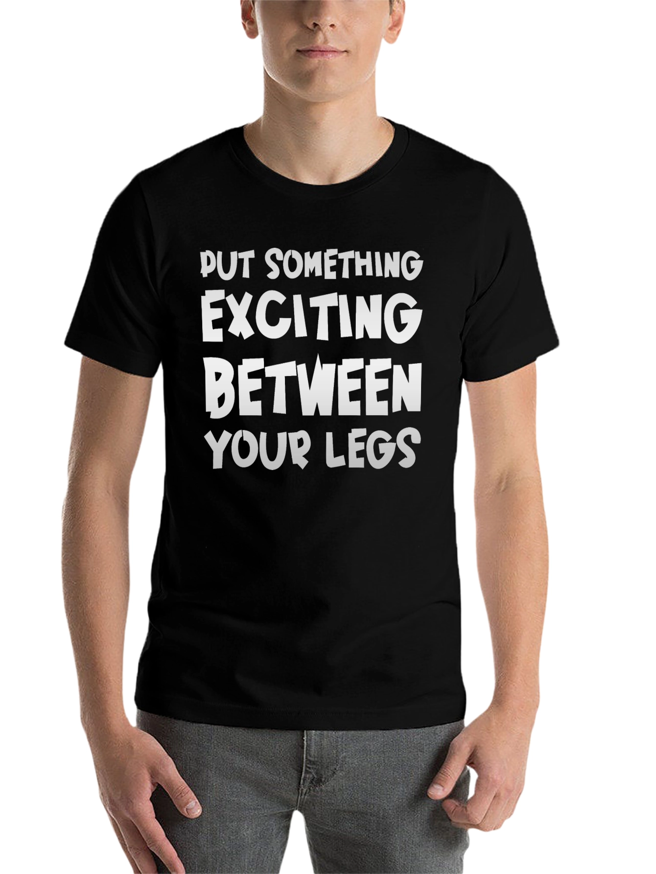 Black Exciting Legs Graphic Tee - Black Cotton T-Shirt view 7