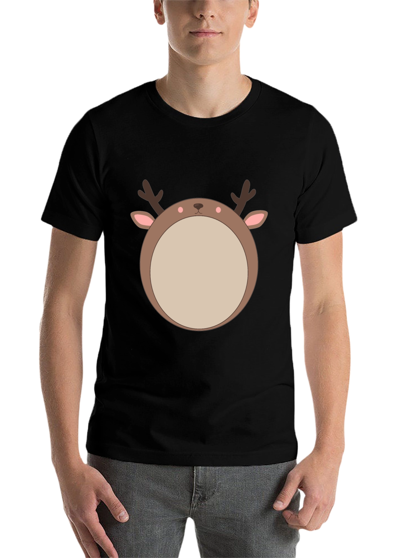 Black Reindeer Graphic Tee - Festive Holiday Style view 7