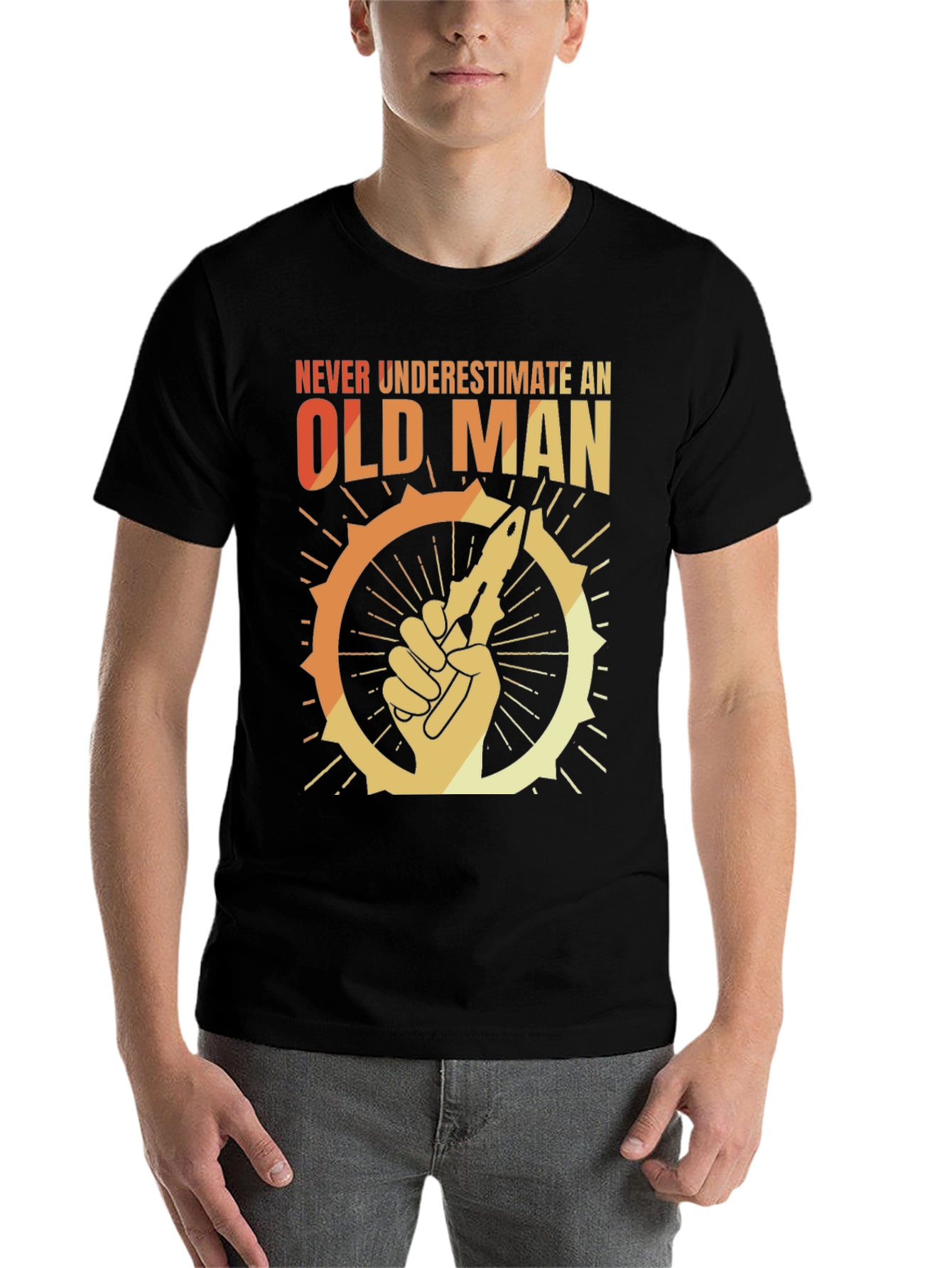 Black Never Underestimate an Old Man Graphic T-Shirt view 7