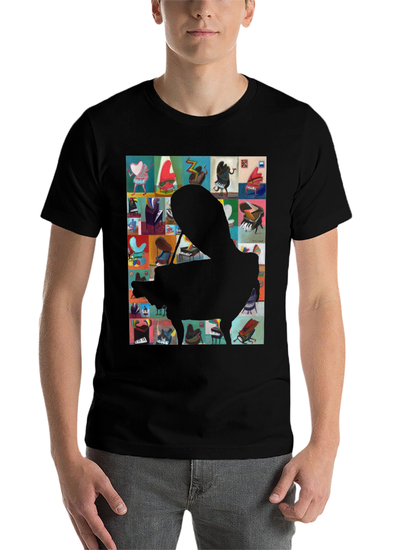 Black Piano Art Graphic Tee - Music Lover T-Shirt view 7