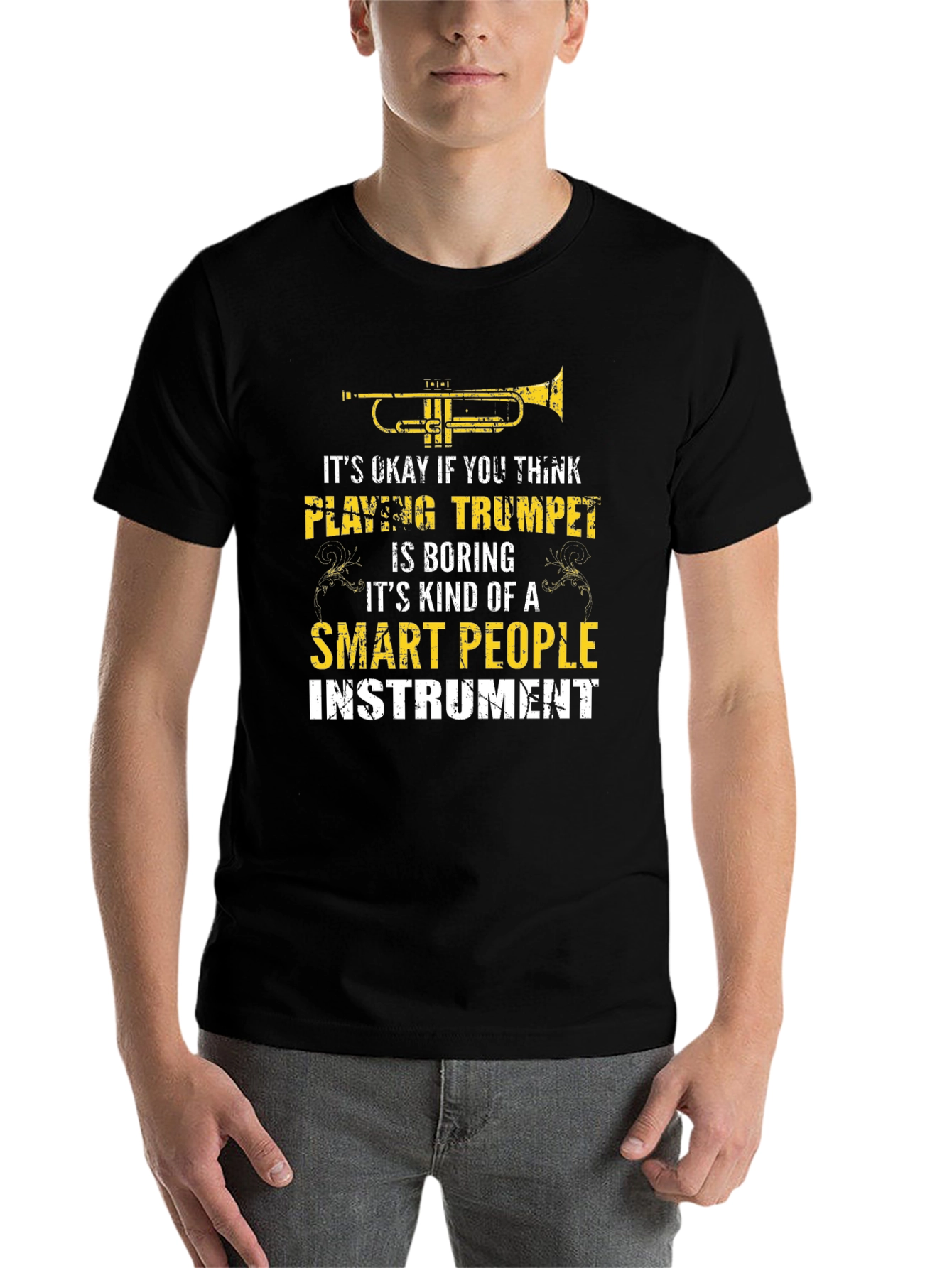 Black Trumpet Player T-Shirt: Smart People Instrument! view 7