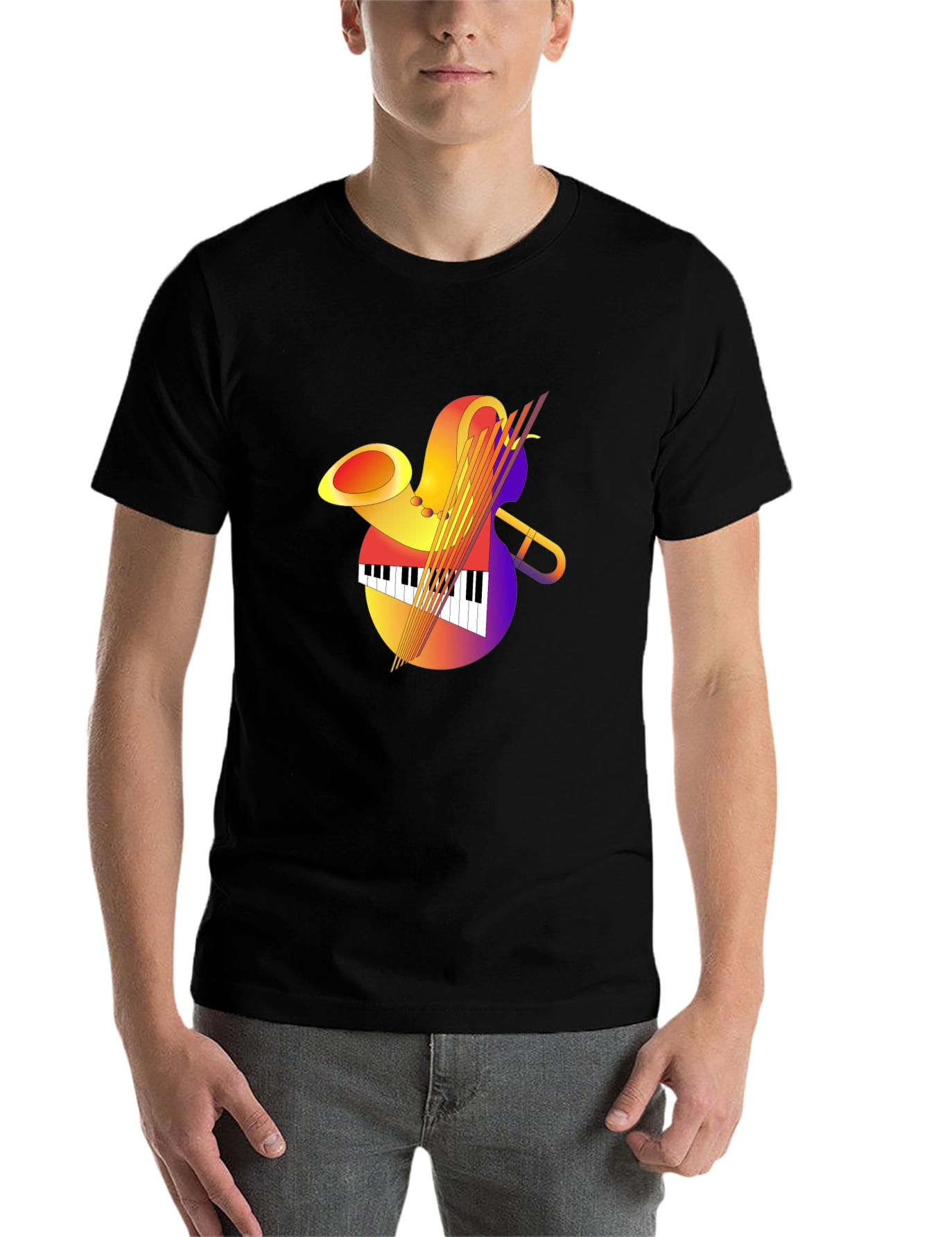 Black Musical Instruments Graphic Tee view 7