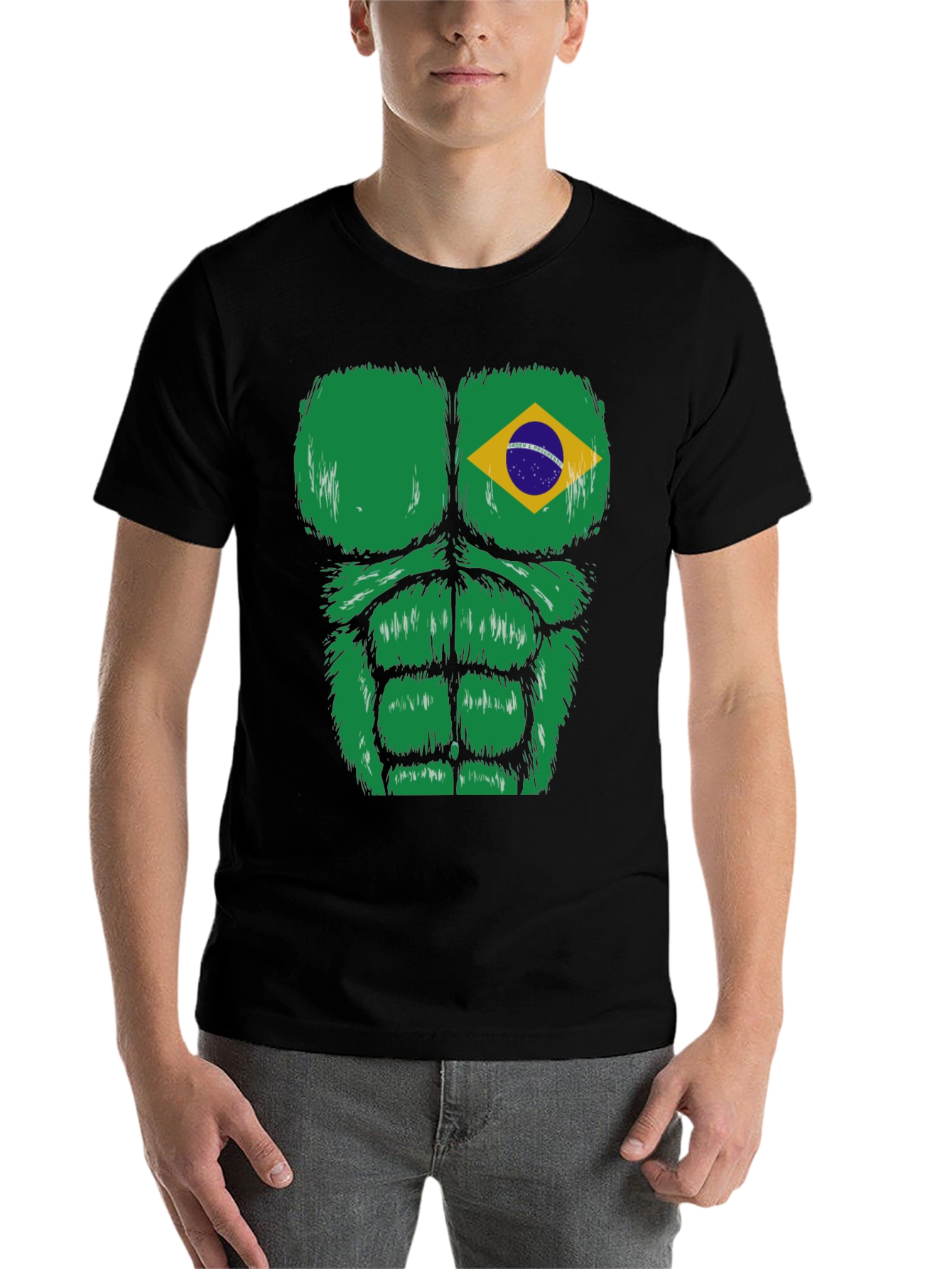 Black Brazil Flag Bodybuilder T-Shirt  view 7