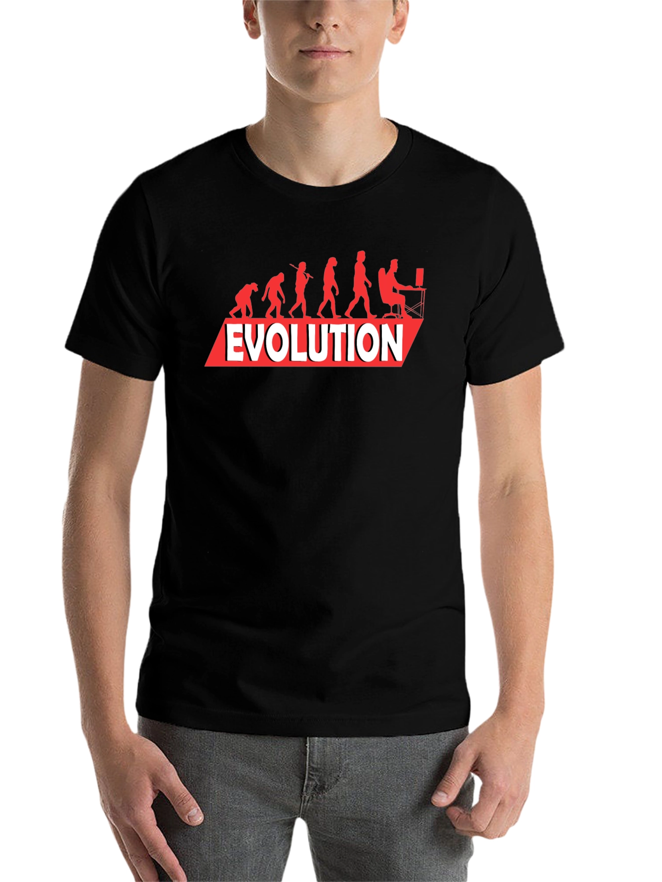 Black Evolution of Man T-Shirt - Funny Geeky Gamer Tee view 7