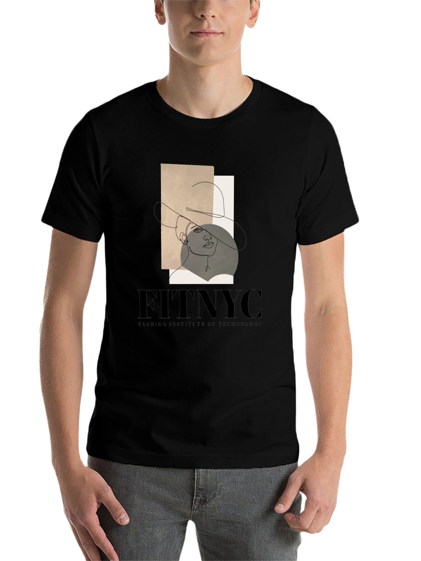Black FITNYC Fashion Tee: Stylish Line Art Design view 7