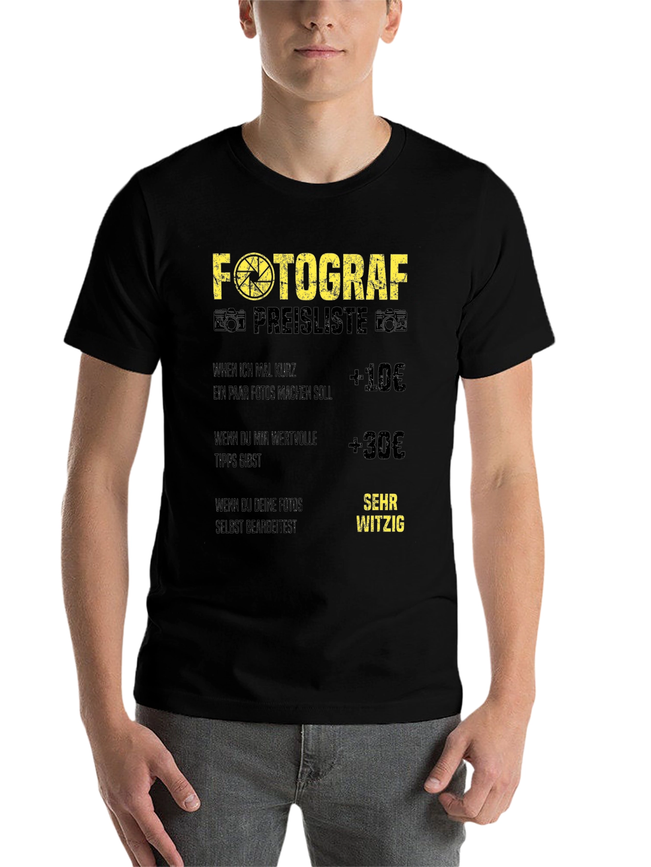 Black Funny Photographer Price List Black T-Shirt view 7