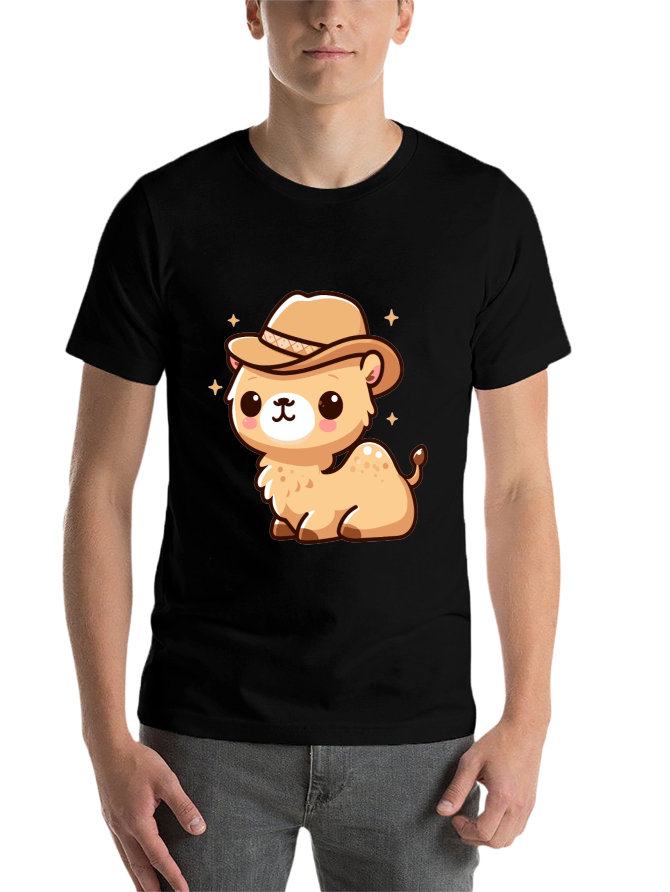 Cute Camel Cowboy Graphic Tee - 7
