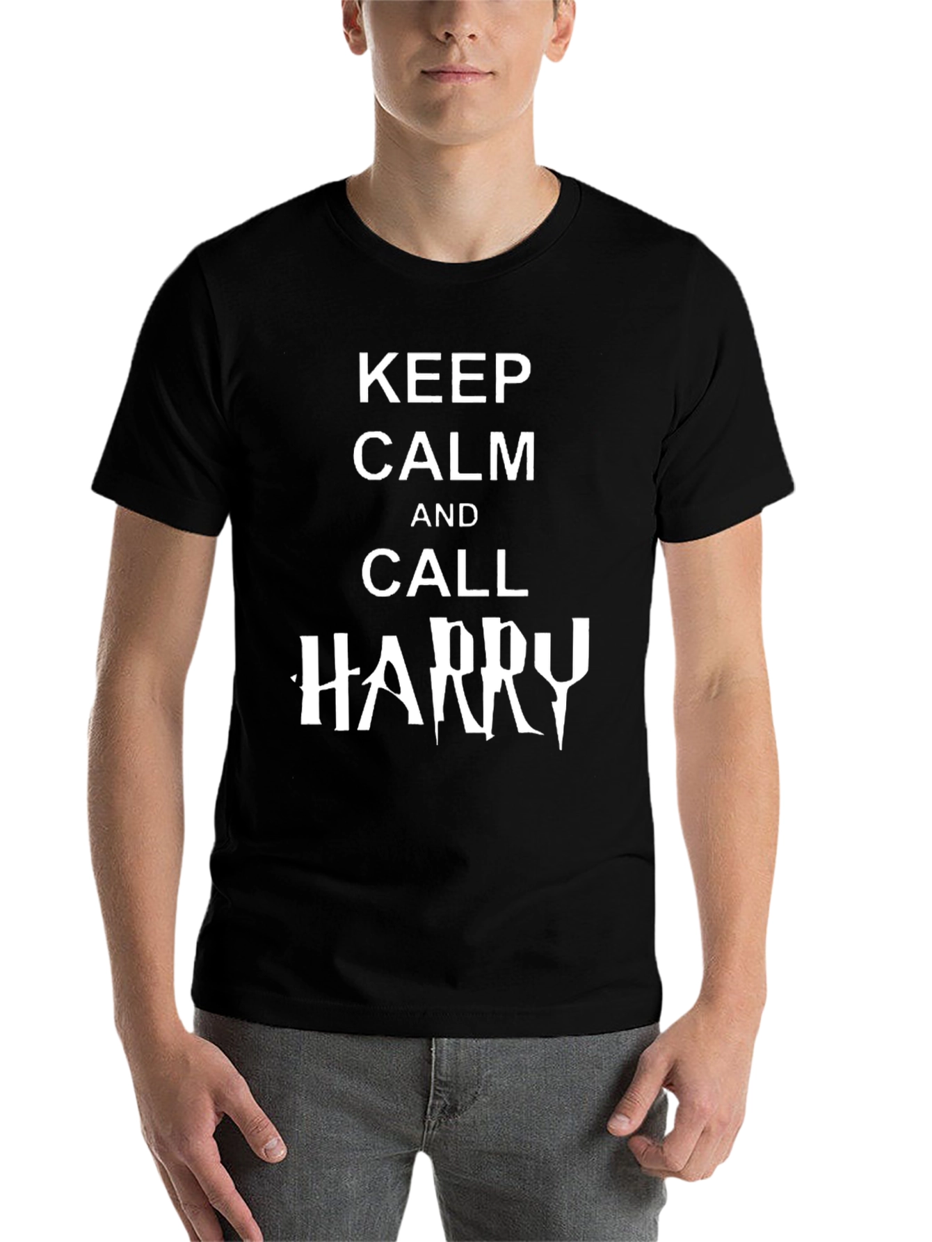 Black Keep Calm and Call Harry T-Shirt - Black view 7