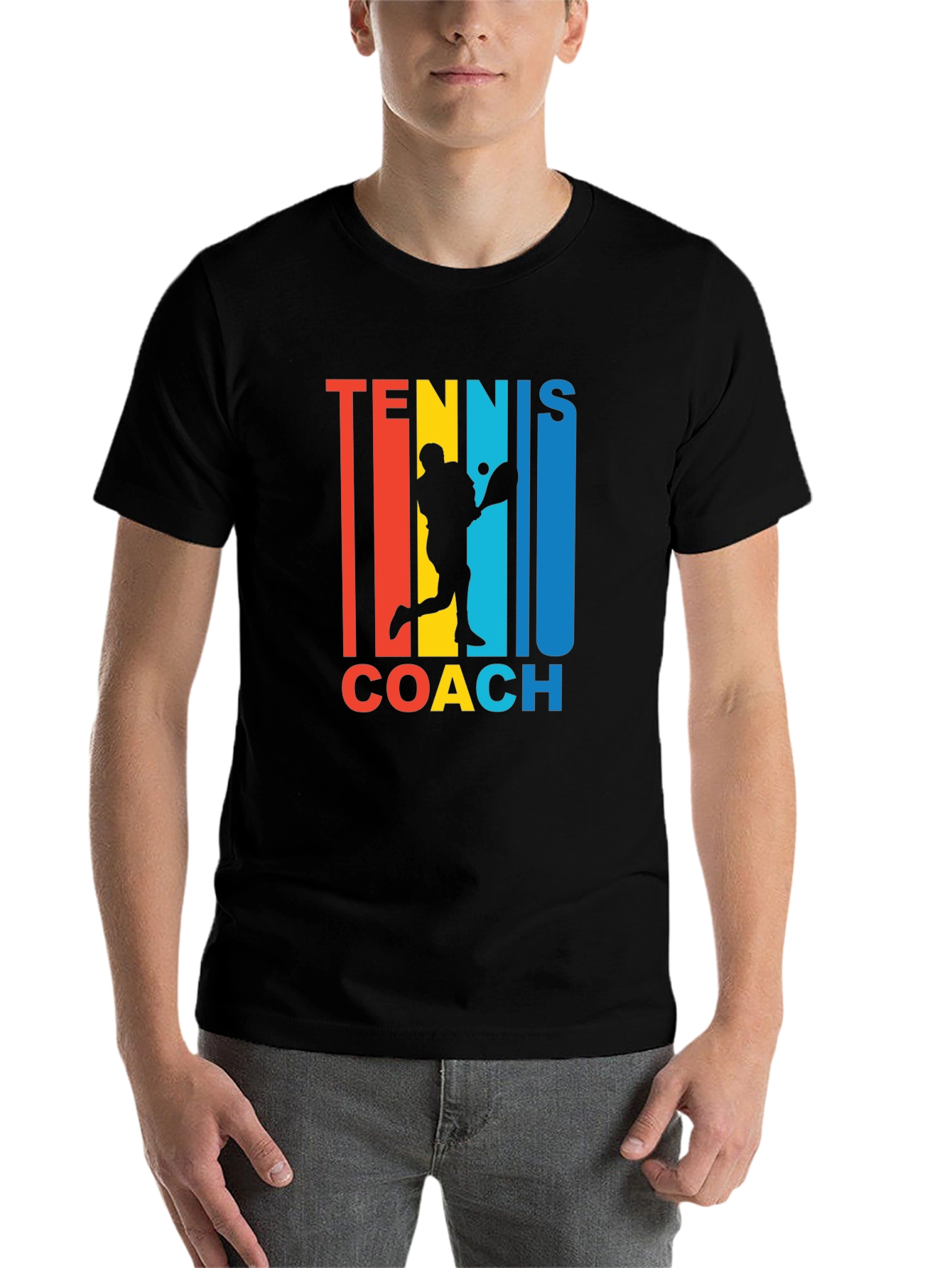 Black Tennis Coach Graphic T-Shirt - Retro Style  view 7
