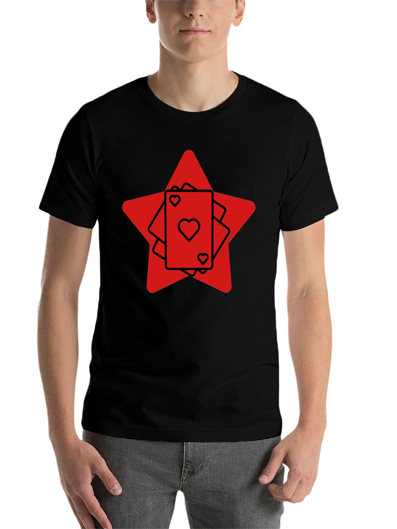 Black Ace Heart Card Graphic Tee - Black view 7