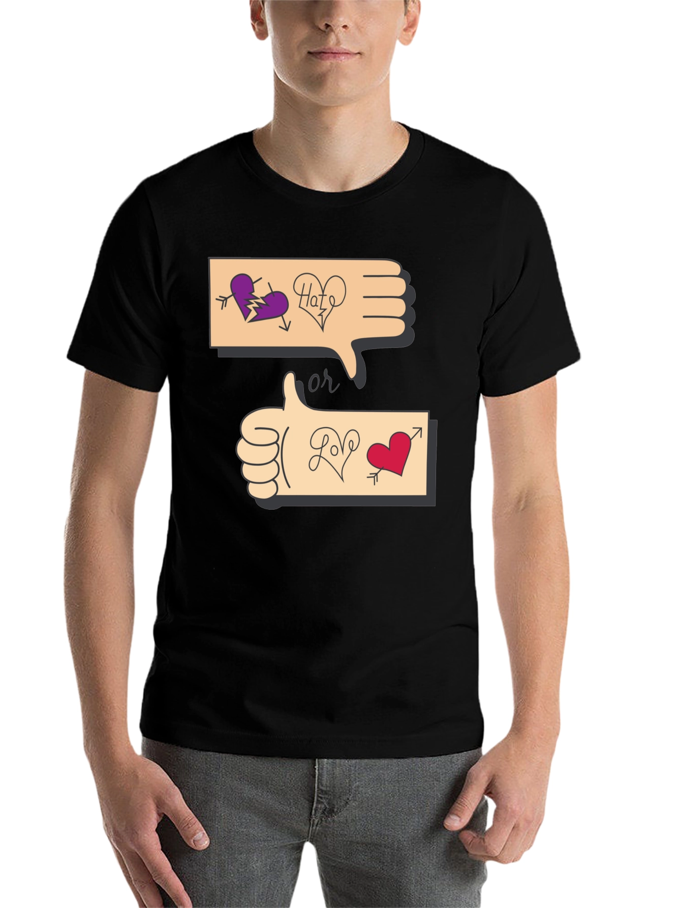 Black Love or Hate Graphic T-Shirt view 7