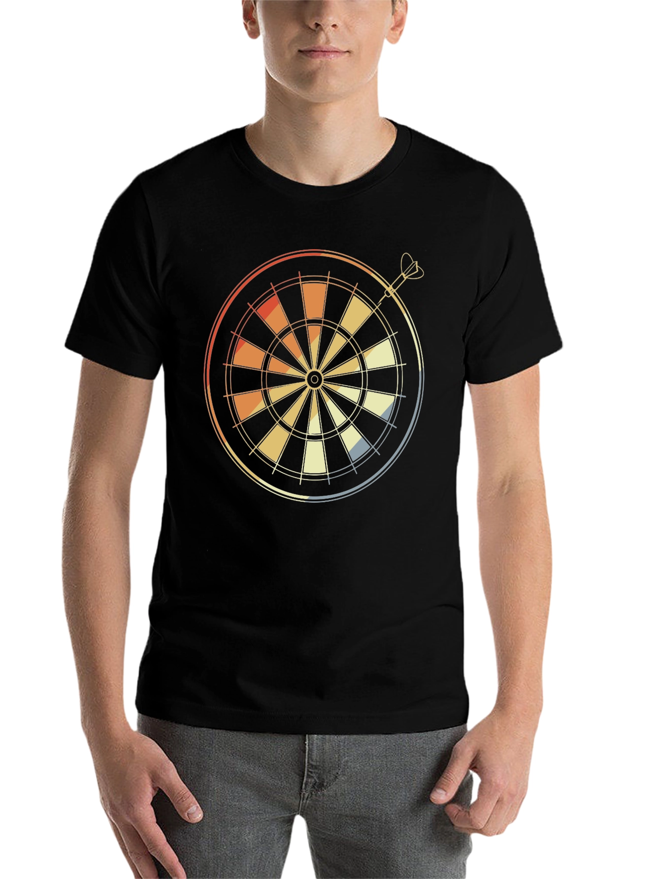 Black Retro Dartboard Graphic Tee - Classic Dart Player Shirt view 7