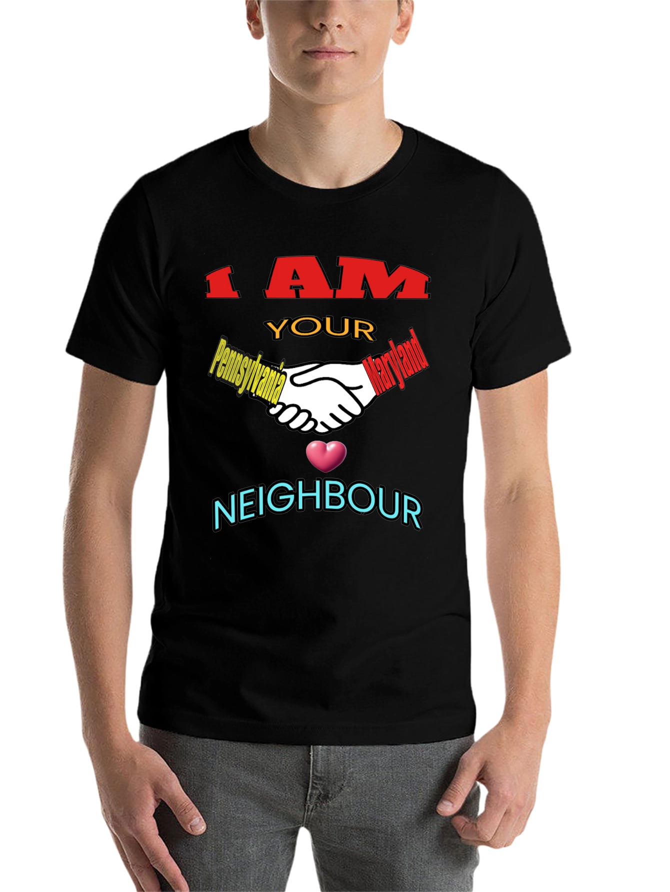 Black I AM Your Neighbour T-Shirt view 7