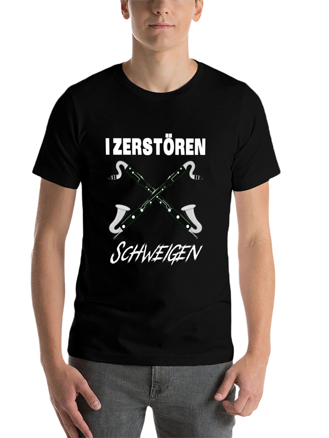 Black I Zerstören Schweigen Bassoon T-Shirt view 7